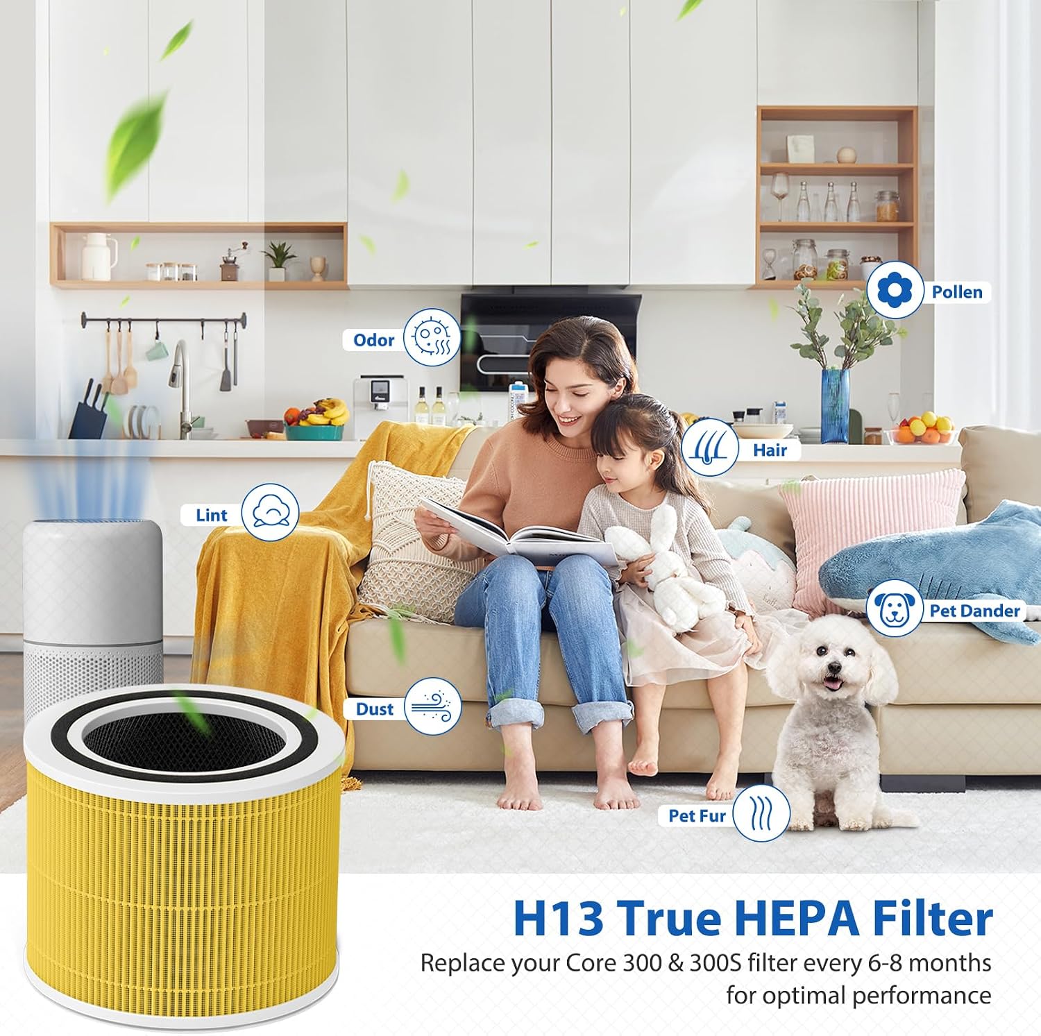 Detalle de Colorfullife Model 1 Core 300-P Compatible Air Purifier Filter, 2-Pack