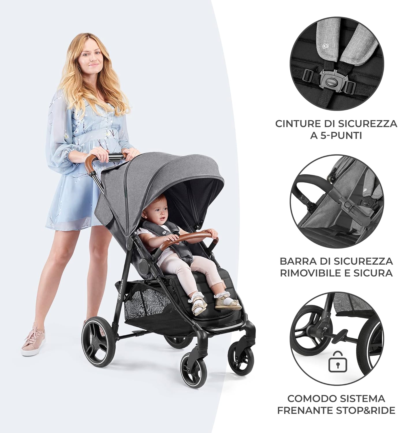Thumbnail 6 de Kinderkraft Grande Plus: passeggino leggero dalla nascita a 22 kg, pieghevole con una mano