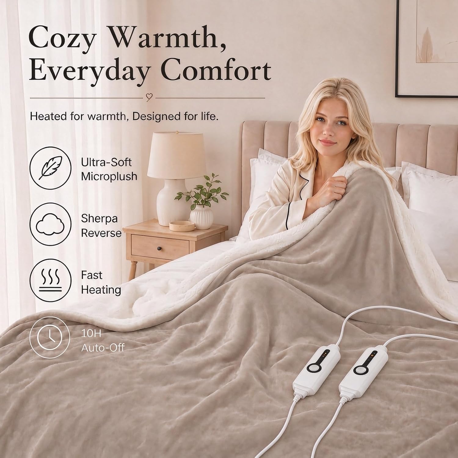 Thumbnail 1 de RALYSUN WDJ-EBA-BL-QS Heated Blanket, Queen 84" x 90", Dual Controls