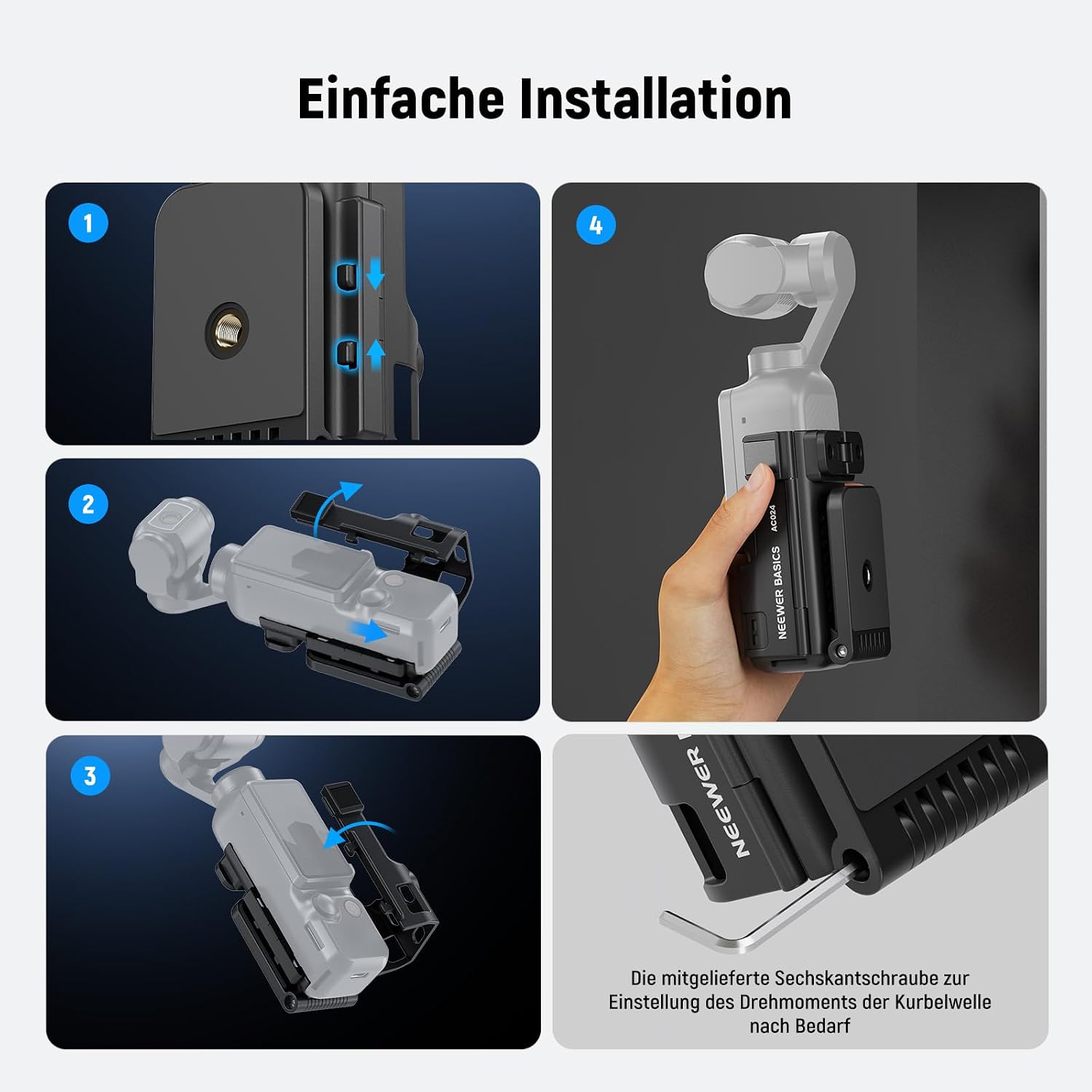 Detalle 2 de NEEWER Basics AC024 Magnetische Halterung für DJI Osmo Pocket 3 – kompakt, flexibel und zuverlässig