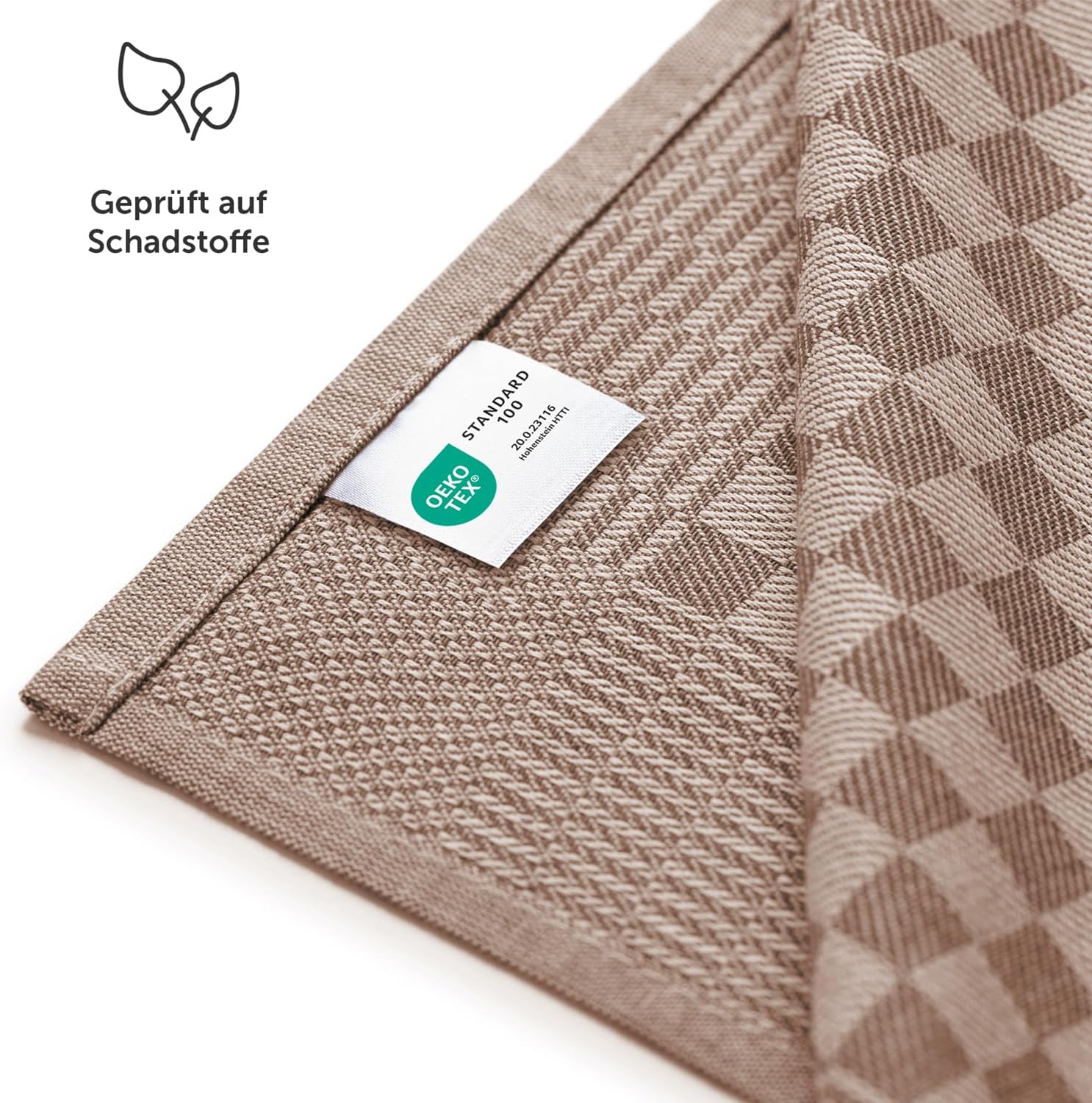Detalle de Blumtal Geschirrtücher Baumwolle 50x70 cm im 5er Set – Oeko-TEX, waschbar 95 °C, braun