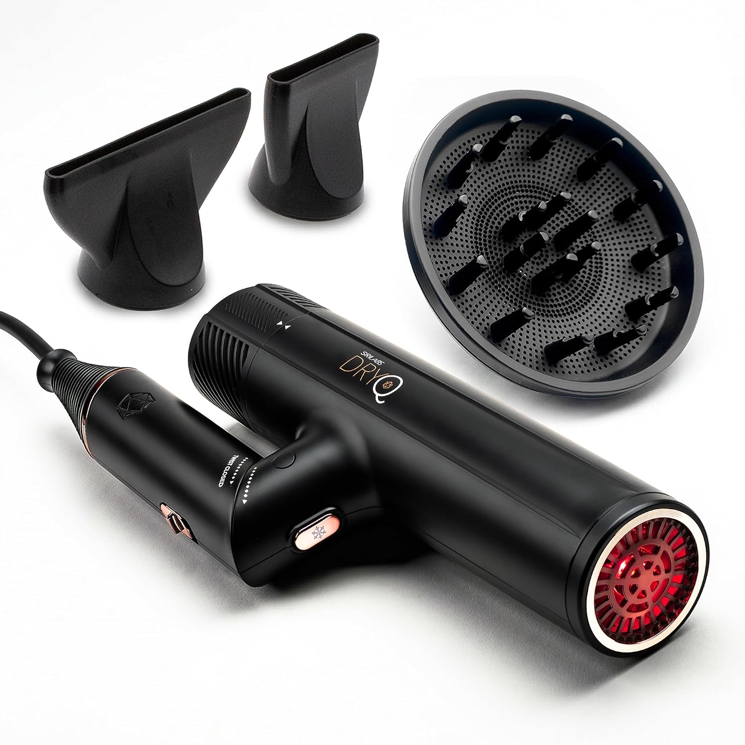 Detalle de SRILabs DryQ “Smart” Hair Dryer with Infrared & Ionic Technology (Foldable, Magnetic Attachments)