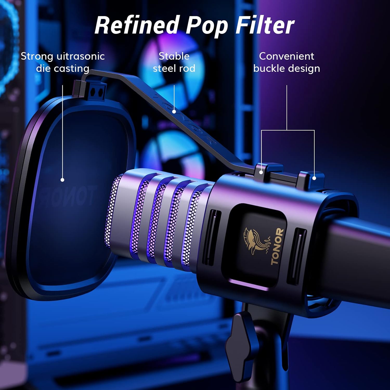 Thumbnail 4 de TONOR Micro PC USB – Microphone à condensateur avec bras et accessoires pour streaming gaming et voix-off