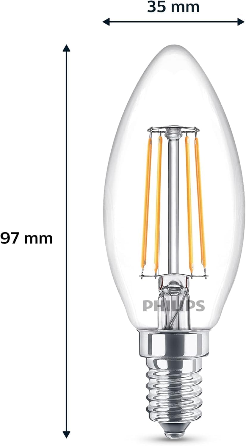 Thumbnail 2 de Philips LED Lampadina Oliva filamento 6 pz – E14, 40W, Luce Bianca Calda, non dimmerabile