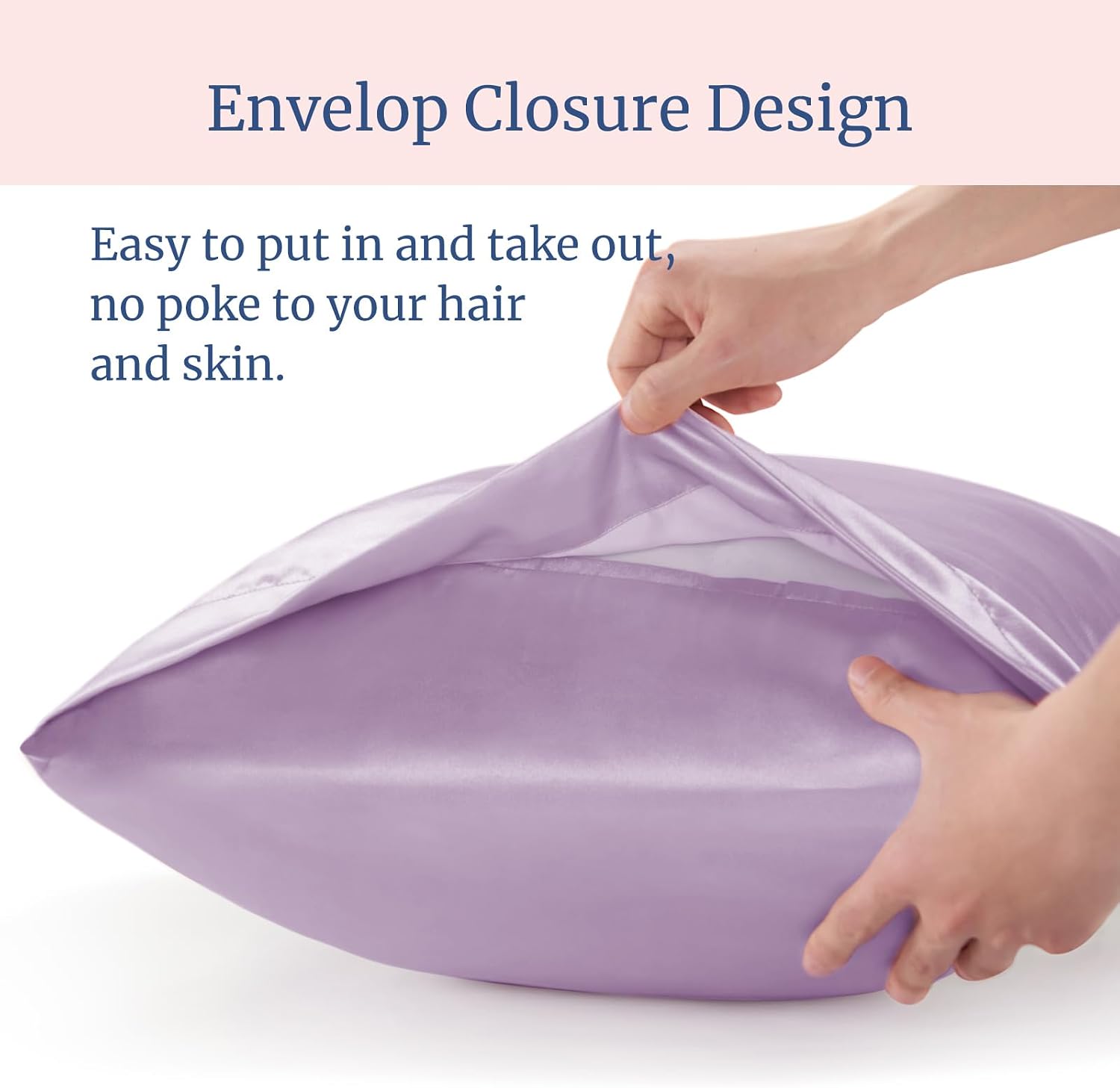 Detalle 2 de BEDELITE BEUSA11M029 Satin Pillowcases, Standard 20x26 Inch, Lavender, Set of 2