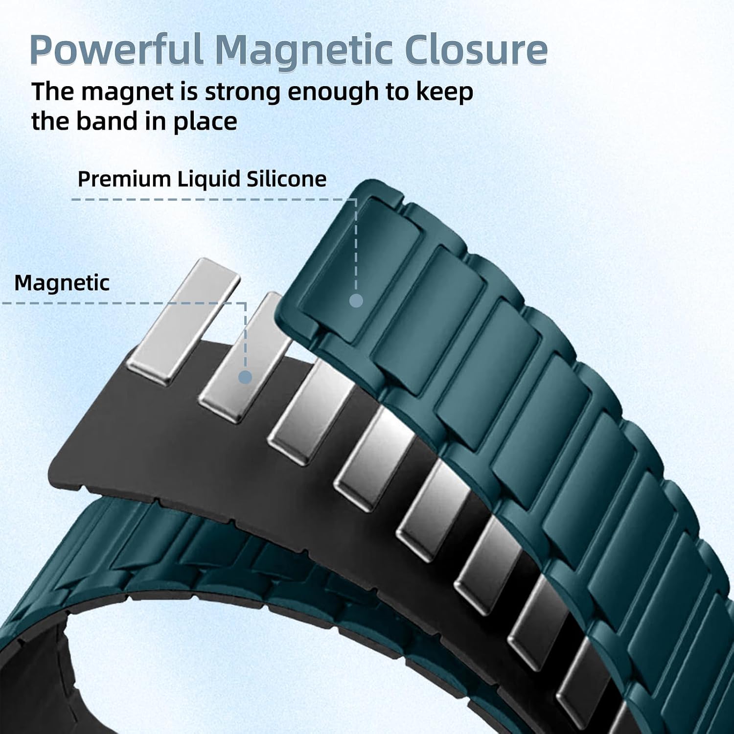 Thumbnail 2 de RosMank 22mm Silicone Watch Band with Magnetic Closure for Amazfit, Garmin, Xiaomi and More