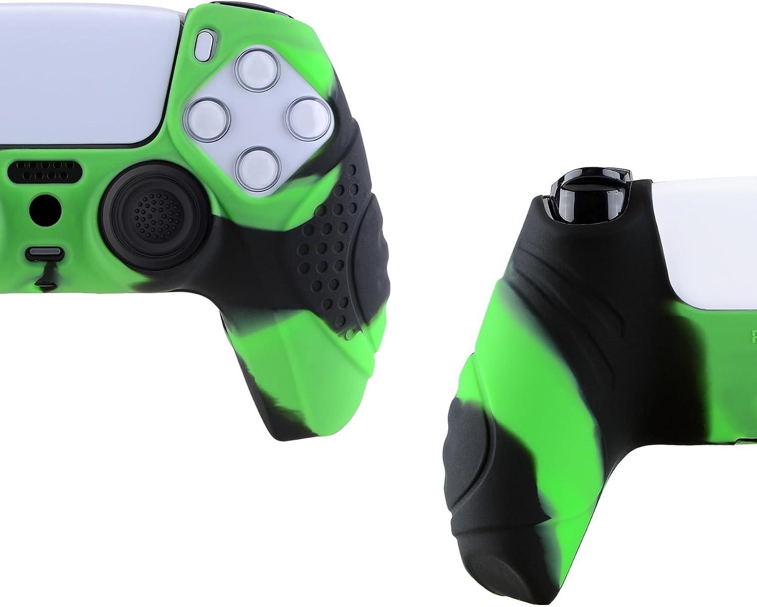 Detalle de eXtremeRate PlayVital Guardian Edition Ergonomic Silicone Case for PS5 Controller – Green & Black