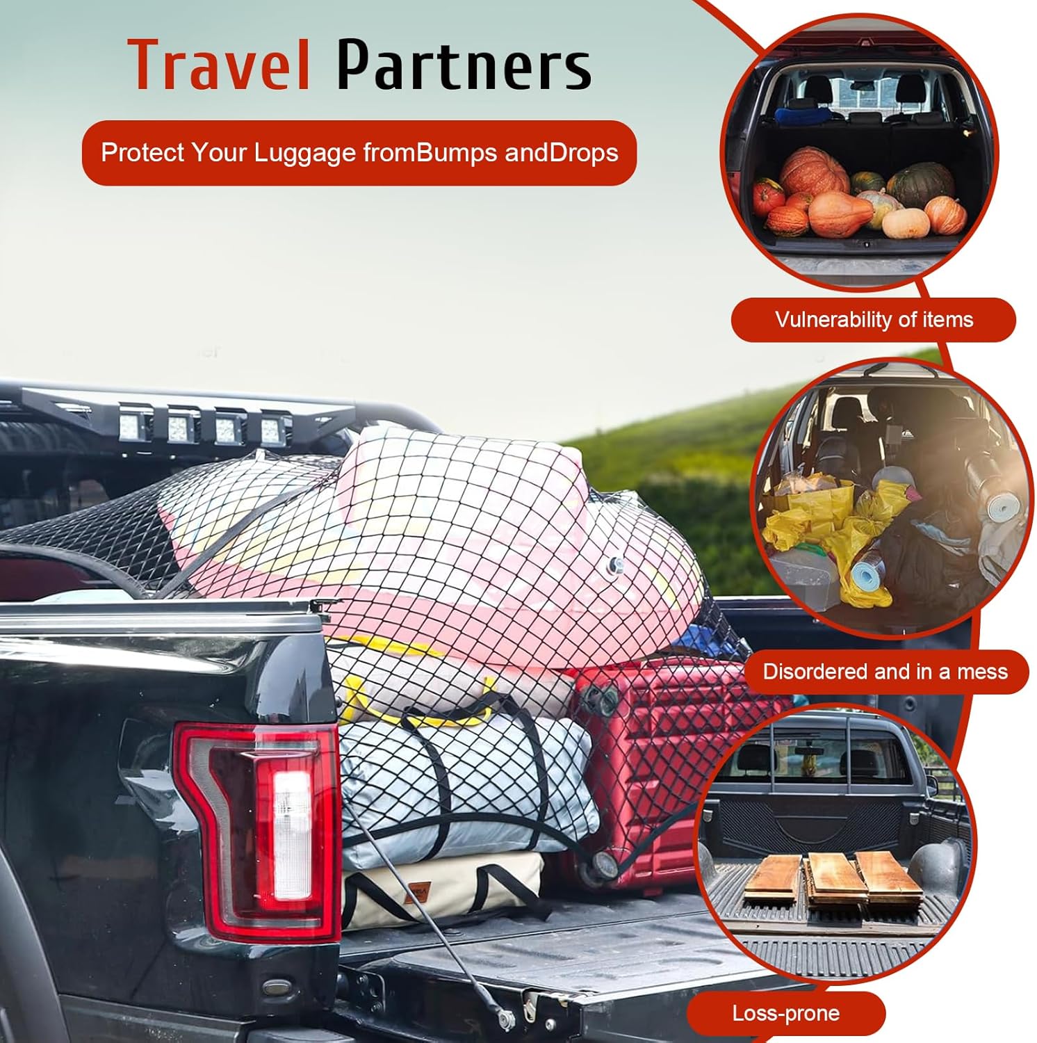 Detalle de Highly Elastic Cargo Net for Truck Beds (4x4 to 7x7) – Universal, Durable & Easy to Use