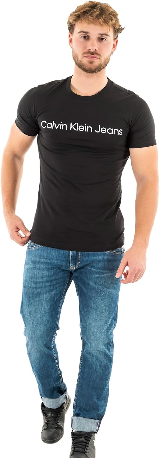 Detalle de Calvin Klein J30J322552 Men's Short-Sleeved T-Shirt, Black, XL