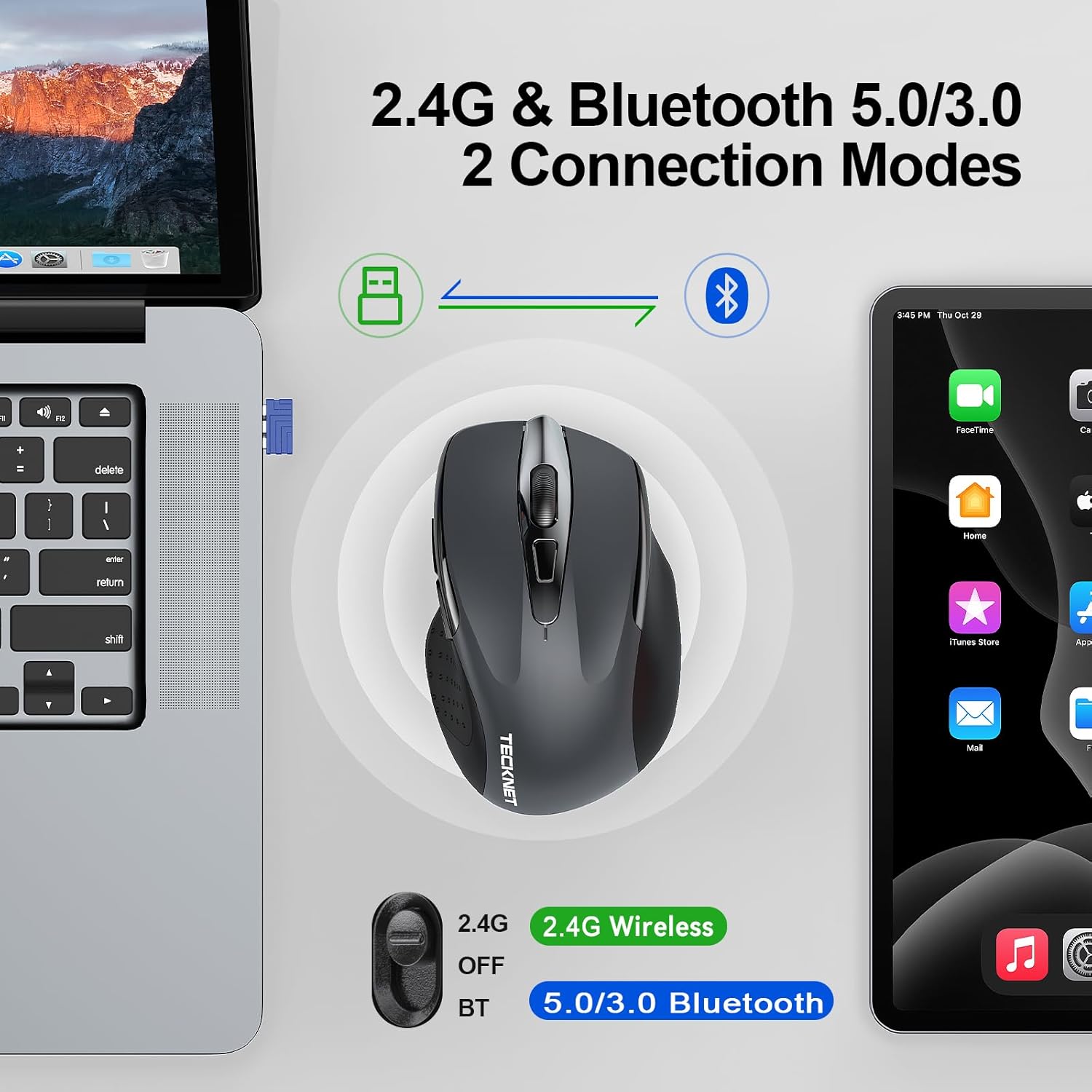 Thumbnail 1 de TECKNET Bluetooth Mouse 4800 DPI, 30‑month battery life 🖱