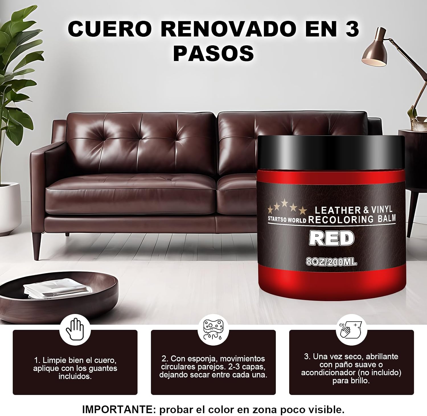 Thumbnail 5 de STARTSO WORLD Kit de Reparación de Cuero 200 ml rojo