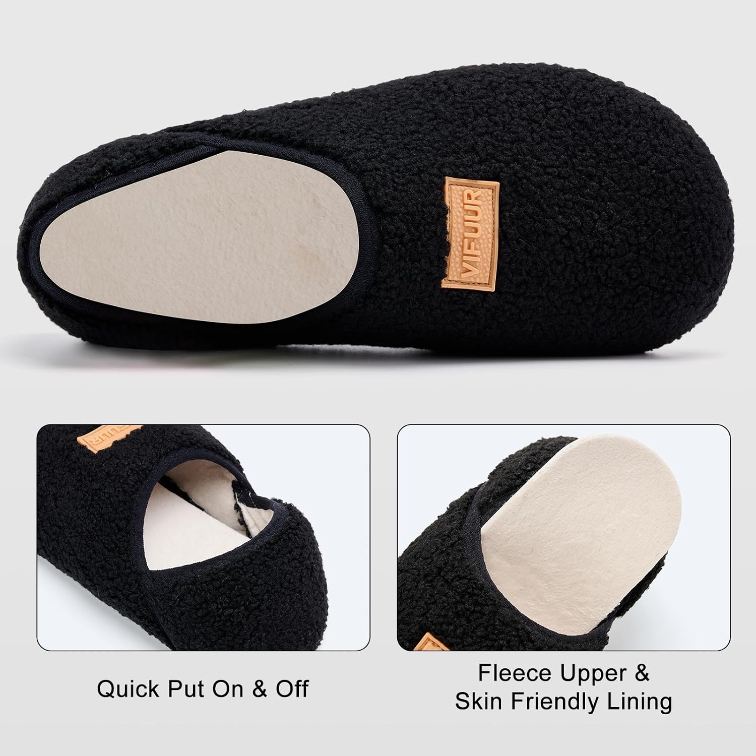Detalle de VIFUUR House Slippers with Fleece Uppers