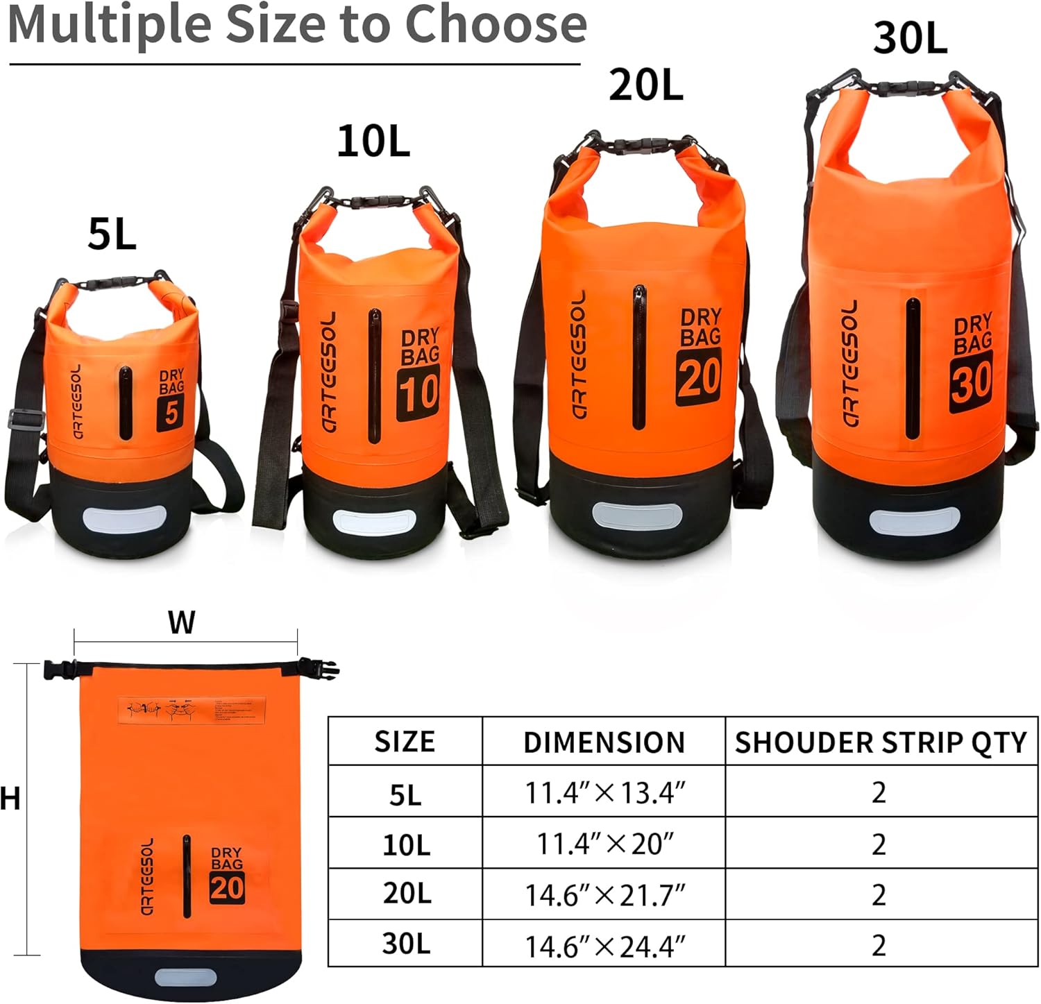 Detalle de Waterproof Dry Bag 5L/10L/20L/30L Dry Sack Backpack for Beach, Kayaking and More