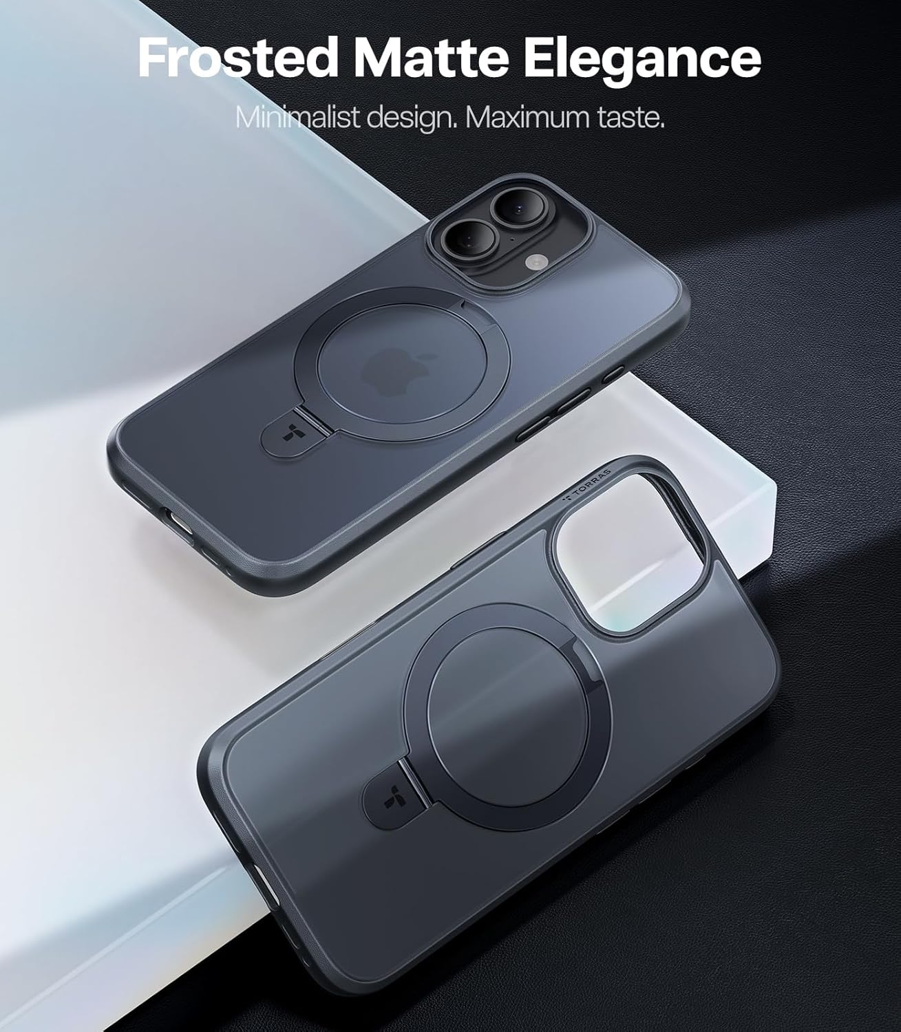 Thumbnail 6 de TORRAS Ostand Magnetic for iPhone 17 Case with Kickstand — MagSafe Compatible, 4X Military Drop Protection, Translucent Matte Black (6.3")