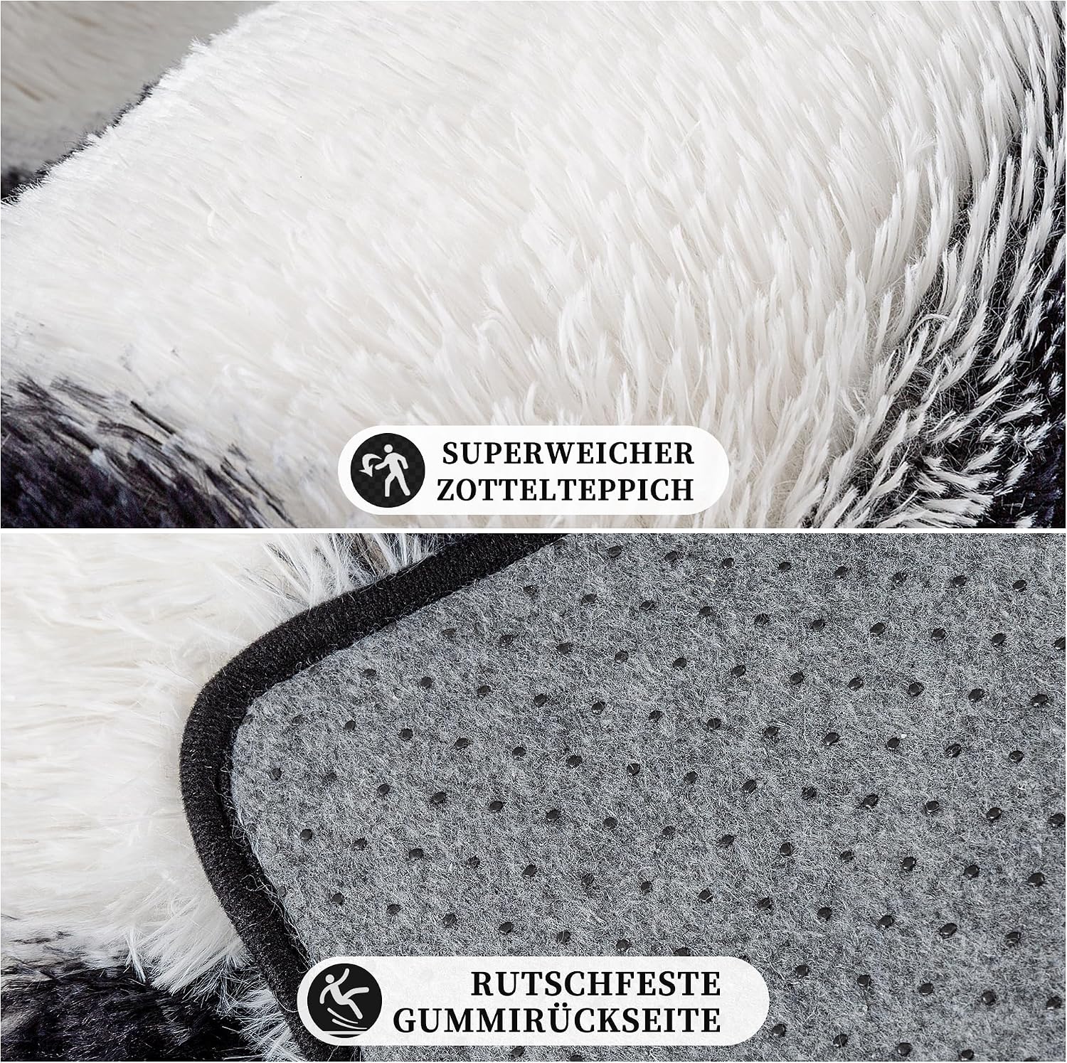 Detalle de HUGEAR X24IU0093 Shaggy Checkered Rug, 160 x 230 cm, Black and White