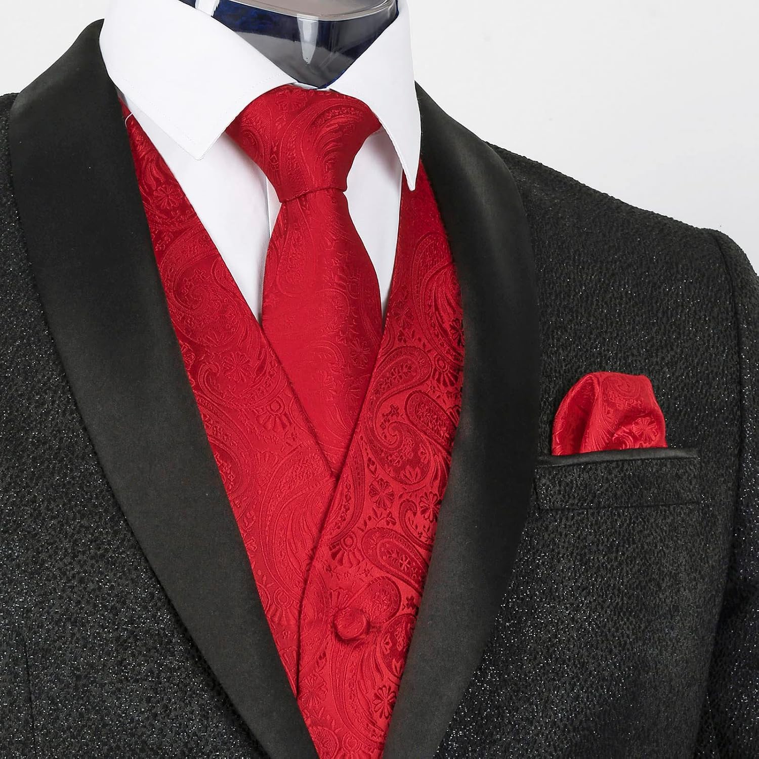 Detalle de Alizeal Mens Classic 5 Pcs Paisley Jacquard Suit Vest Set