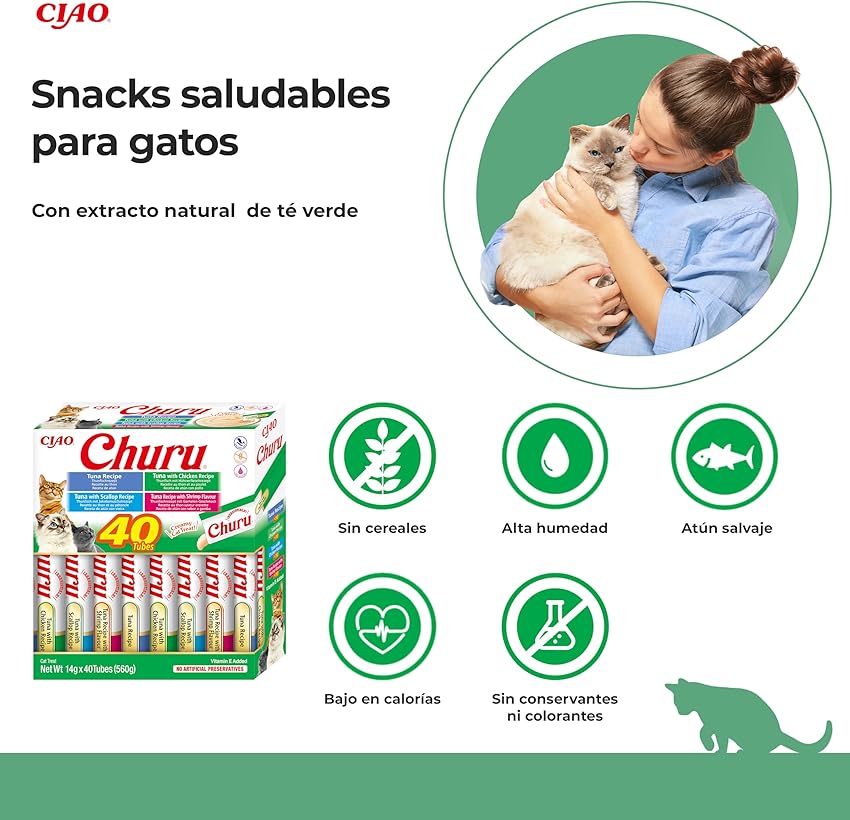 Thumbnail 1 de INABA Churu 40 x 14 g — Puré de marisco y atún para gatos 🐱