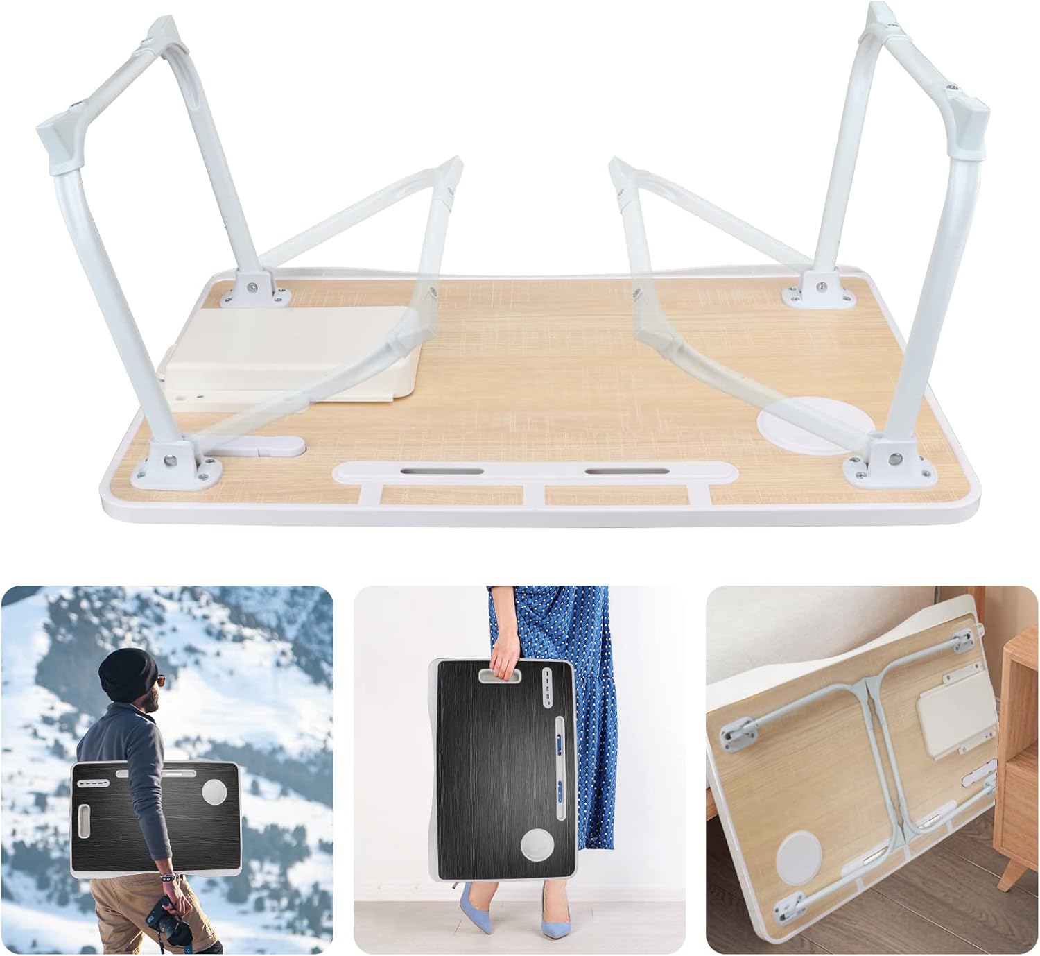 Thumbnail 4 de CSYY Upgraded Bed Table Laptop Desk (Foldable) – 23.6 x 16.5 x 11.8 inches, USB Ports, Drawer and Cup Slot