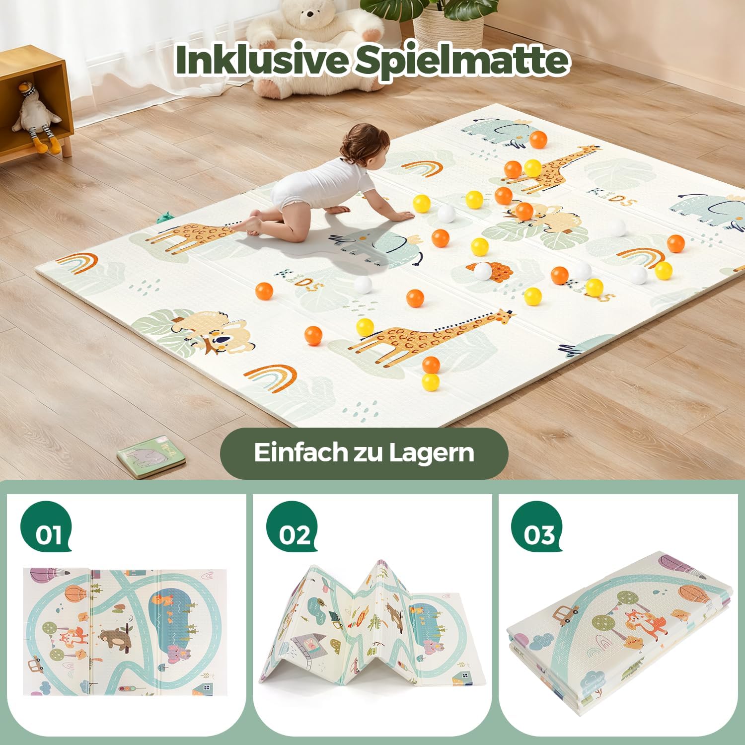 Detalle de SOFTHOM Box Bambini 150x180 con Tappeto: recinto sicuro e pratico per giochi e sviluppo