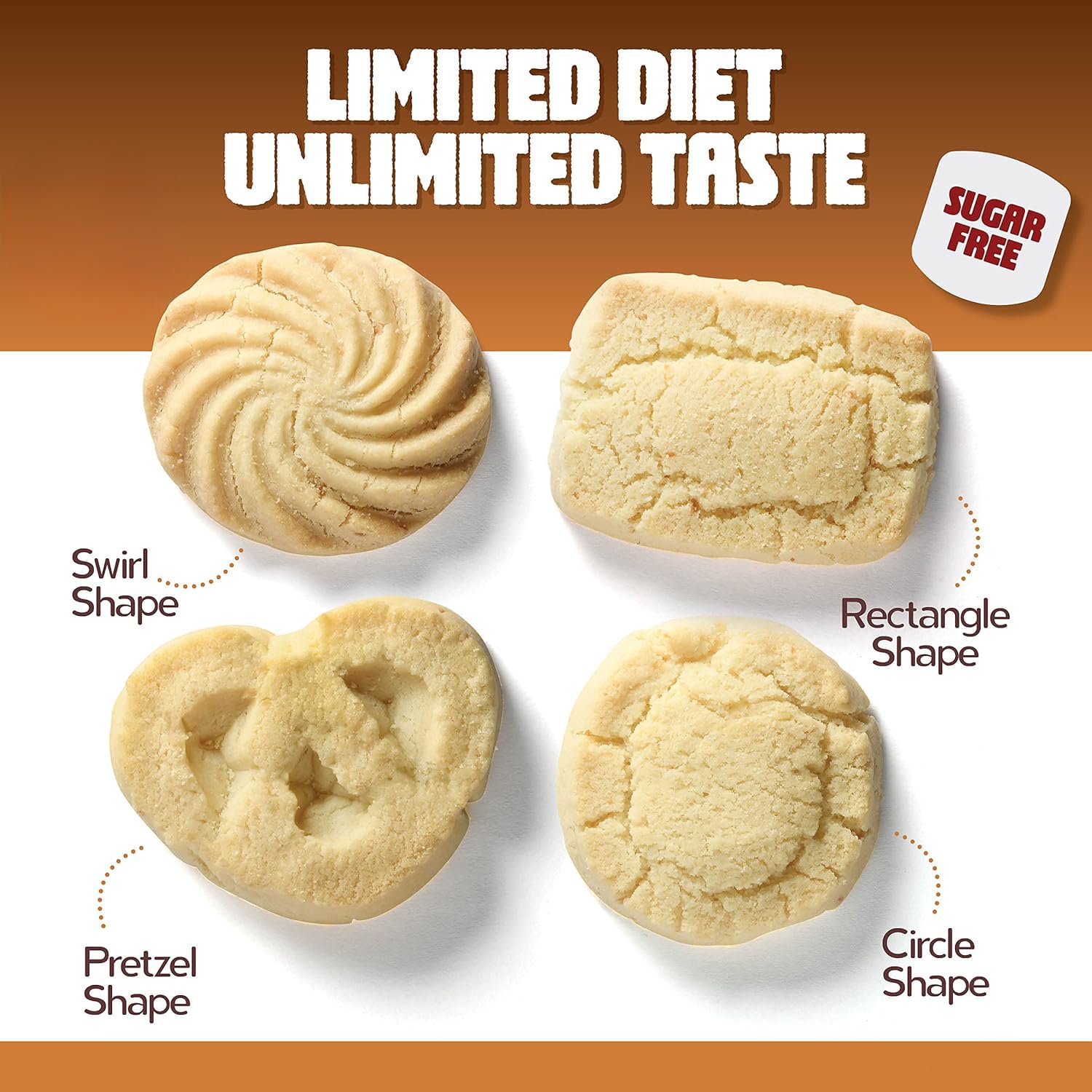 Detalle de BREXONIC Sugar-Free Butter Cookies, 36-Count Danish Shortbread in a Tin