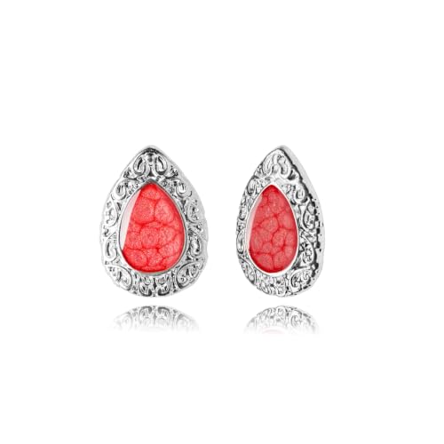 Dragon Porter Style 24, pendientes redondos rojos hechos a mano de 1,2 cm