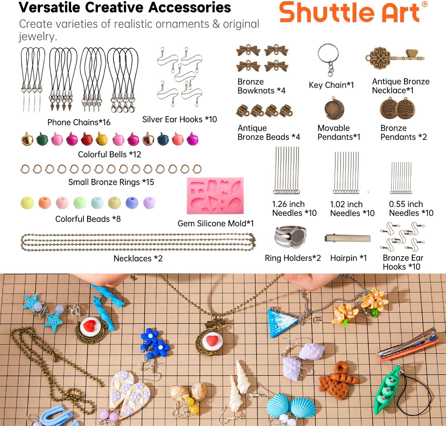 Detalle 2 de Shuttle Art Polymer Clay Set – 60 Farben, 140 Teile Zubehör, 19 Schnitzwerkzeuge