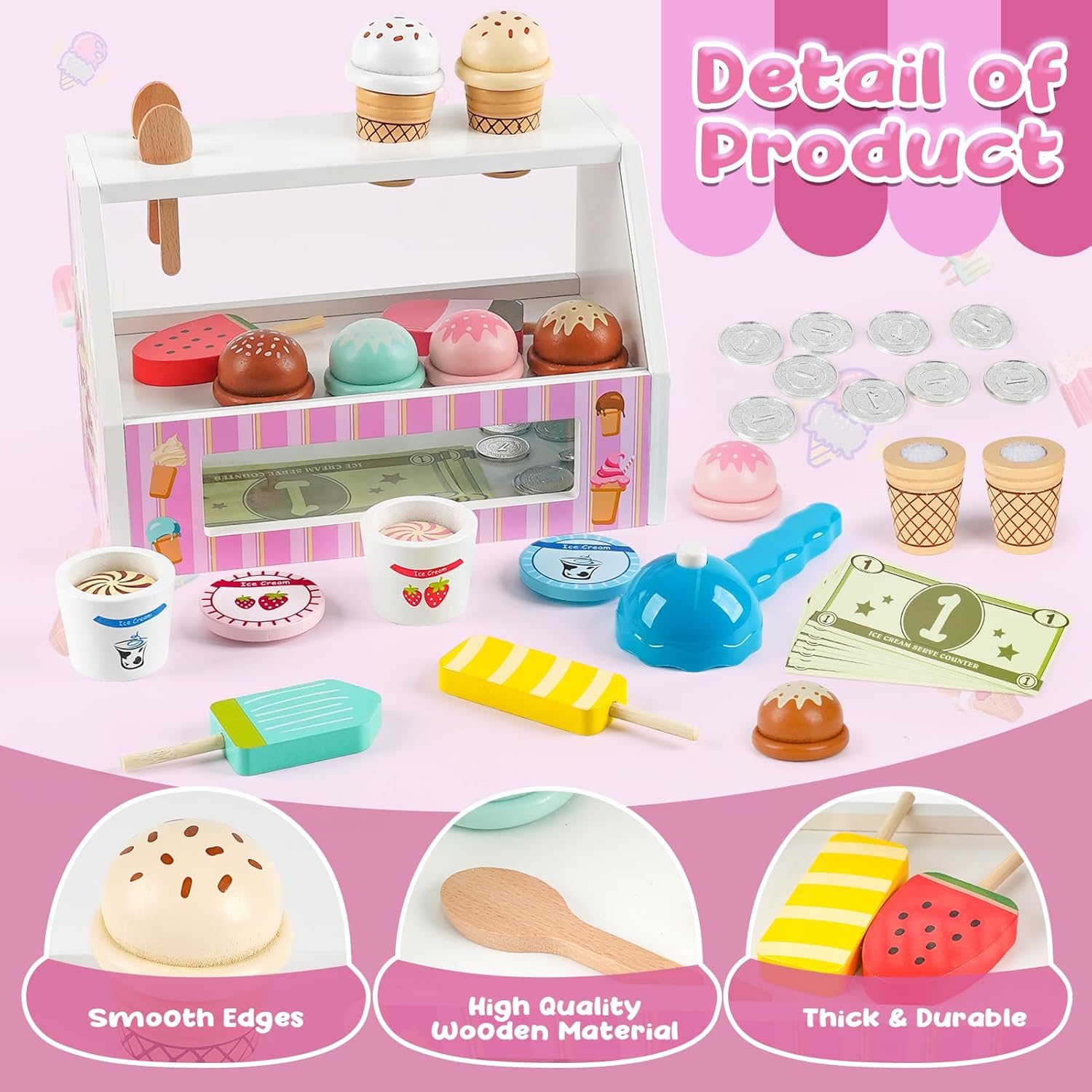 Thumbnail 3 de Dreamon Wooden Ice Cream Set 38 pcs 🍨