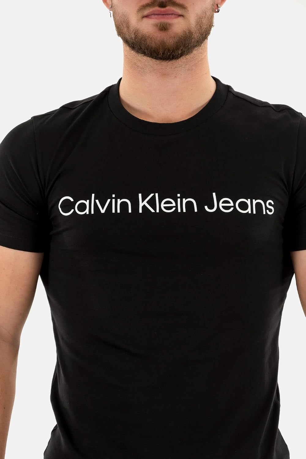 Detalle de Calvin Klein J30J322552 Men's Short-Sleeved T-Shirt, Black, XL