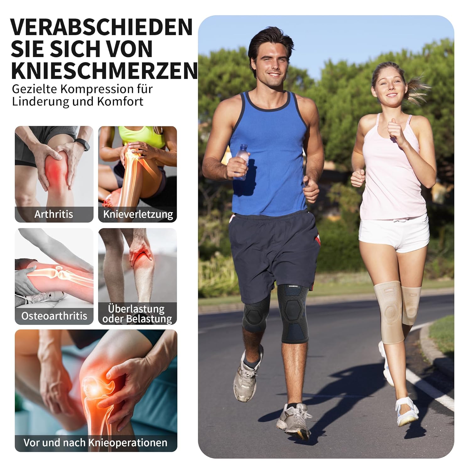 Thumbnail 4 de CAMBIVO Kniebandage 2X – Kniebandage für Männer und Damen mit PMMA-Seitenstabilisatoren und Patella-Polster