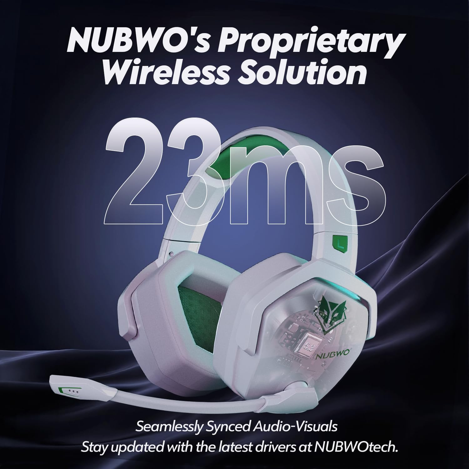 Thumbnail 2 de NUBWO G06 Dual Wireless Gaming Headset mit Mikrofon (2,4-GHz + Bluetooth) für PS5, PS4, PC, Mobile & NS – Weiß/Grün