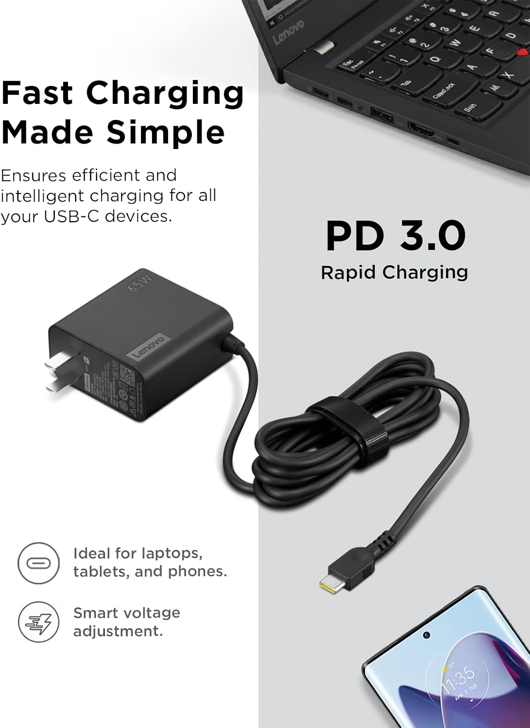 Detalle de Lenovo USB-C wall charger 65W