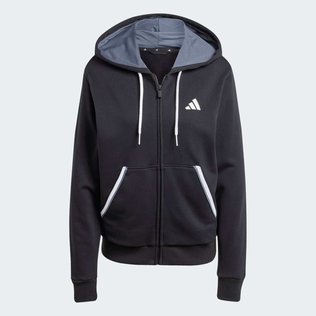 Detalle 2 de Adidas Essentials Color Pop French Terry Full-Zip Hoodie – Negro