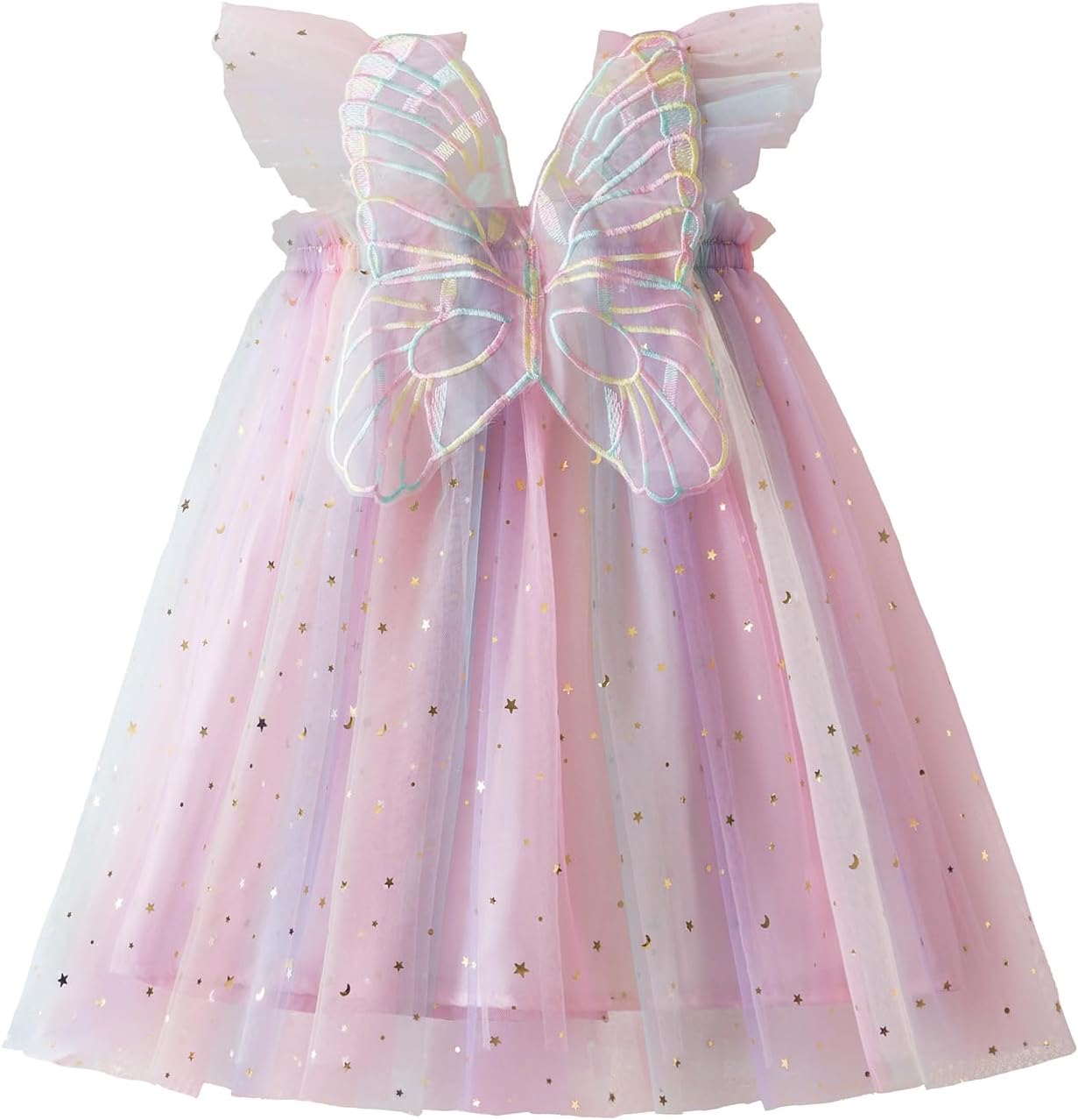 Thumbnail 3 de NNJXD Baby Girl Rainbow Tulle Dress: Fairy Butterfly Party Dress for Toddlers