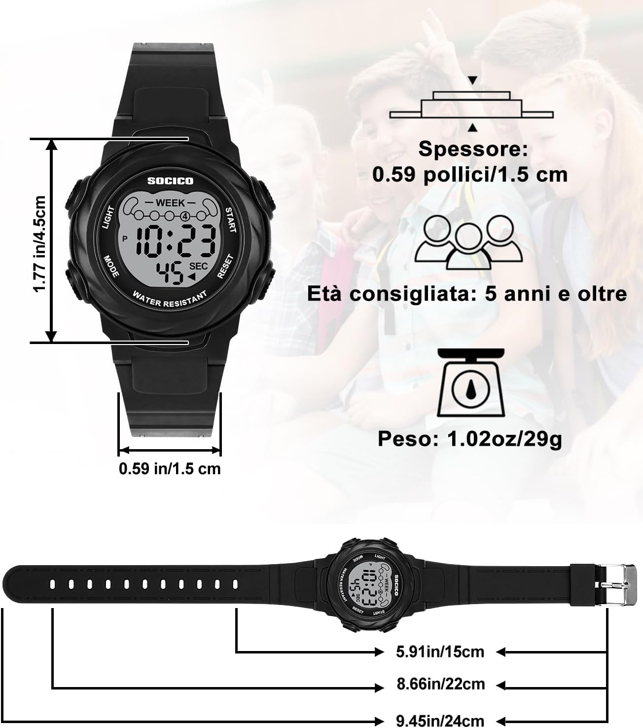 Thumbnail 4 de SOCICO Orologio digitale per bambini 50 m