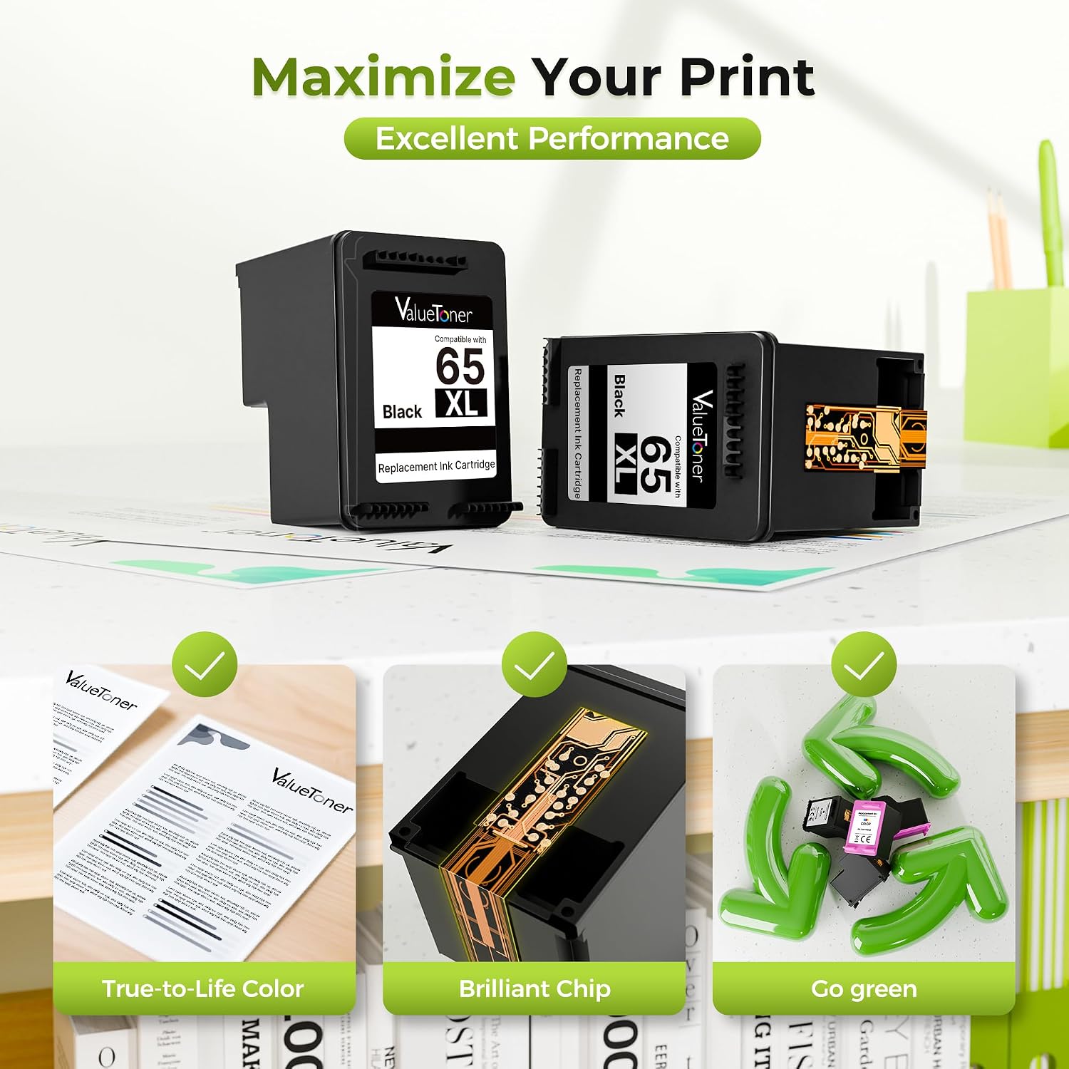 Detalle 1 de Valuetoner Black Ink Cartridges 2-Pack