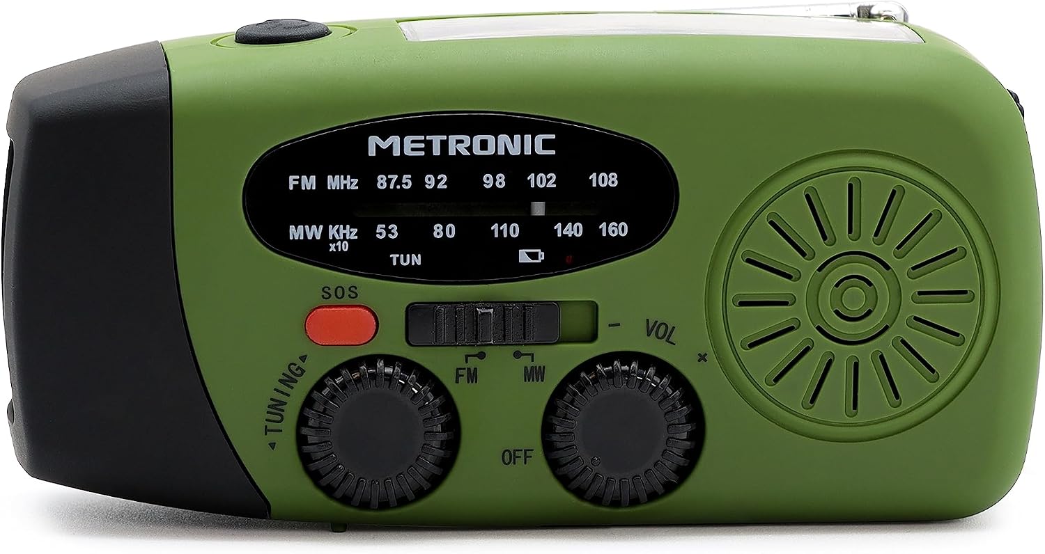 Detalle 2 de Metronic 477216 Petite Radio FM Solaire Portable – 2000mAh, SOS et LED pour Camping