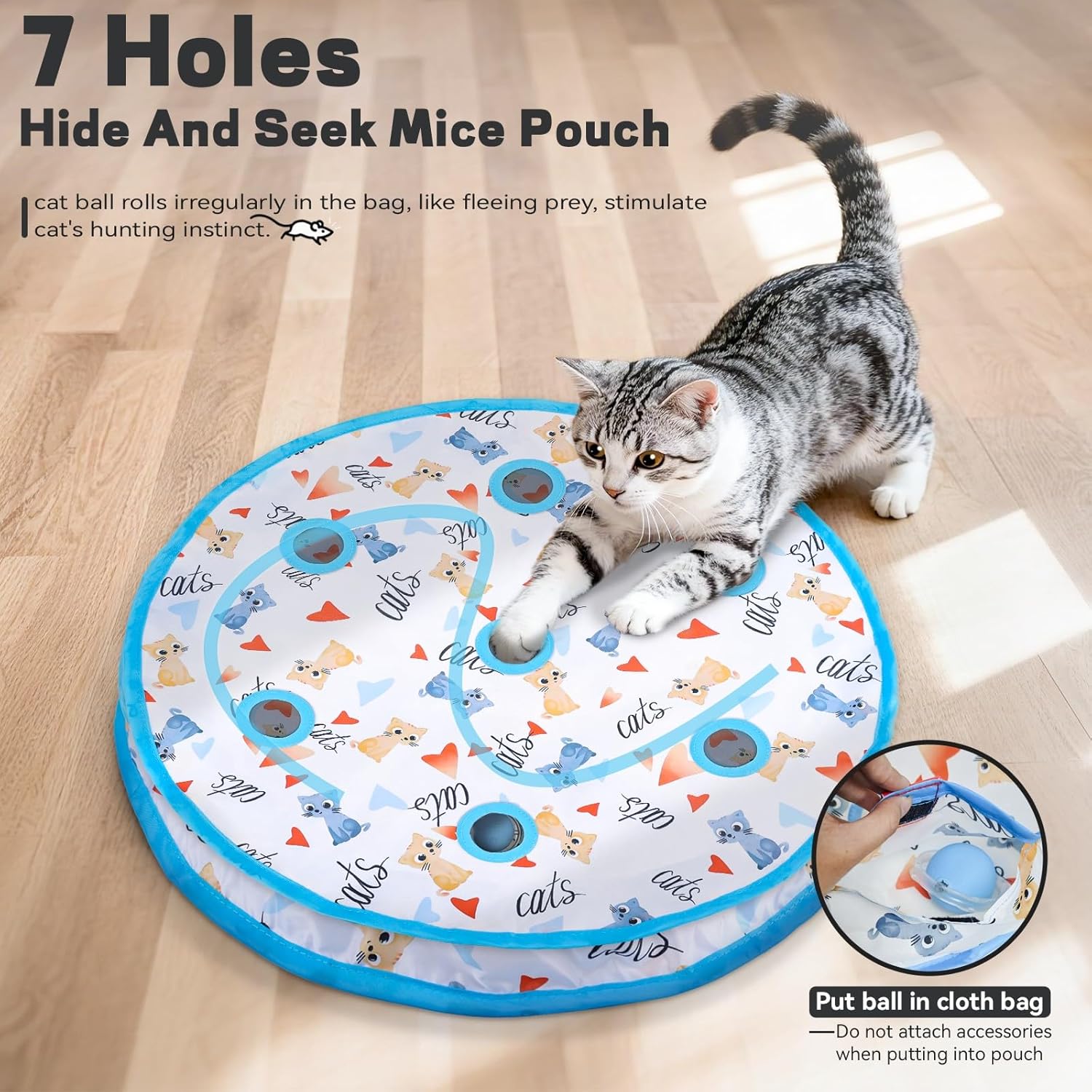 Thumbnail 2 de Zeepet Cat Toys: Interactive Indoor Maze Ball Toy with 4 Modes, Clap Activation and Obstacle Avoidance