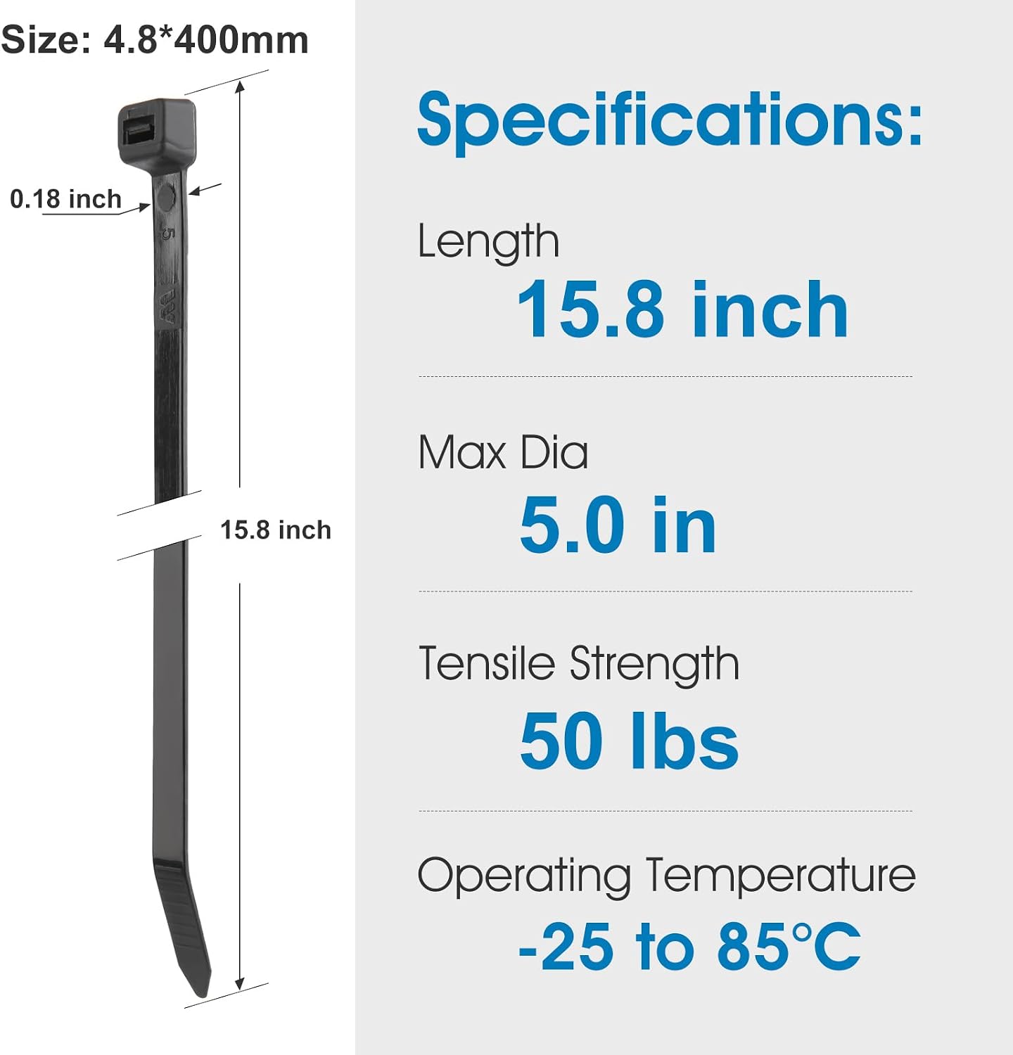 Thumbnail 1 de 16 inch Cable Ties 100 Pack 50 lb tensile