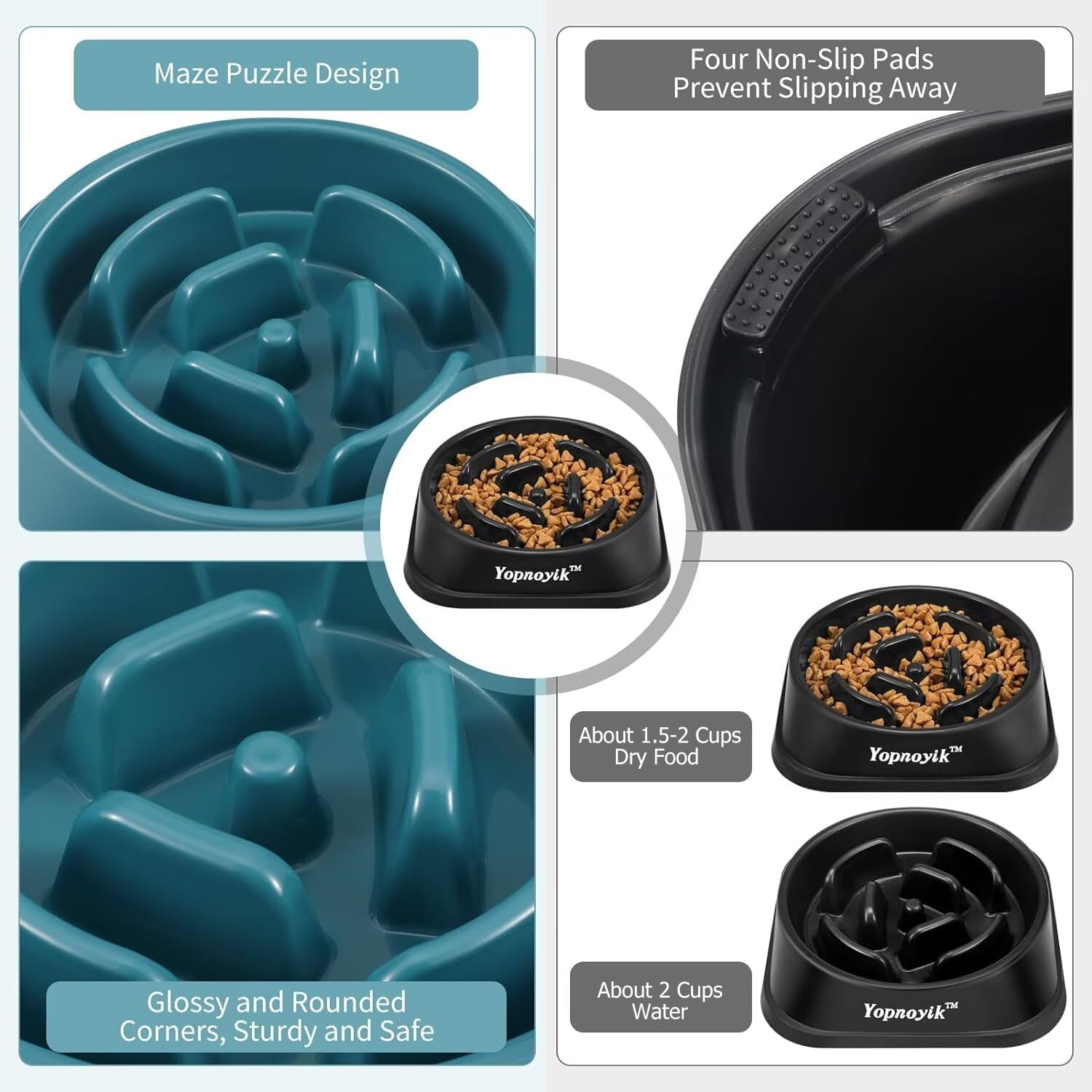 Detalle de Yopnoyik slow feeder - b1 Slow Feeder Dog Bowls, 2-Pack, Non-Slip