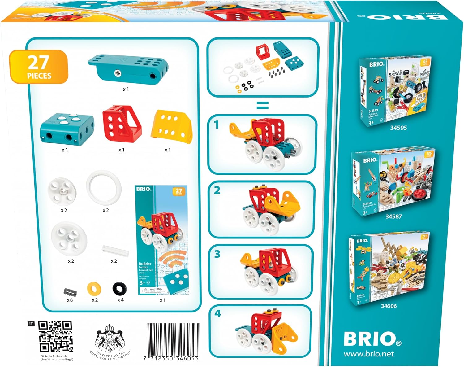 Detalle de BRIO Builder 34605 Auto mit Fernsteuerung – Lern- und Konstruktionsspielzeug für Kinder ab 3 Jahren