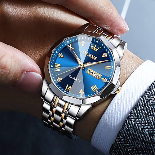 Detalle de OLEVS Montre Homme Quartz Index Diamants Acier Inoxydable Étanche Lumineuse Date – Luxe pratique