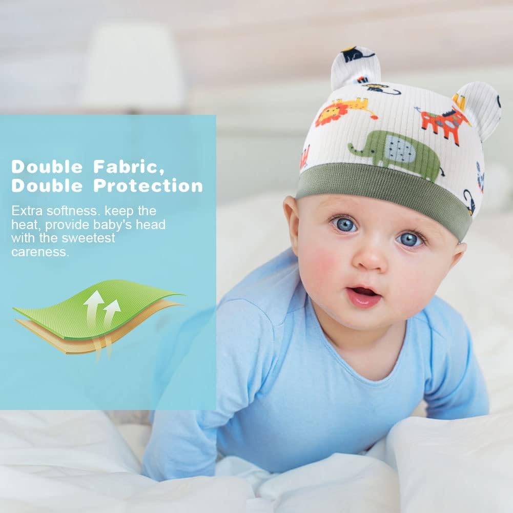 Thumbnail 3 de Ensemble bonnets de naissance et moufles de protection Aolso en coton (0-6 mois), unisexe, blanc