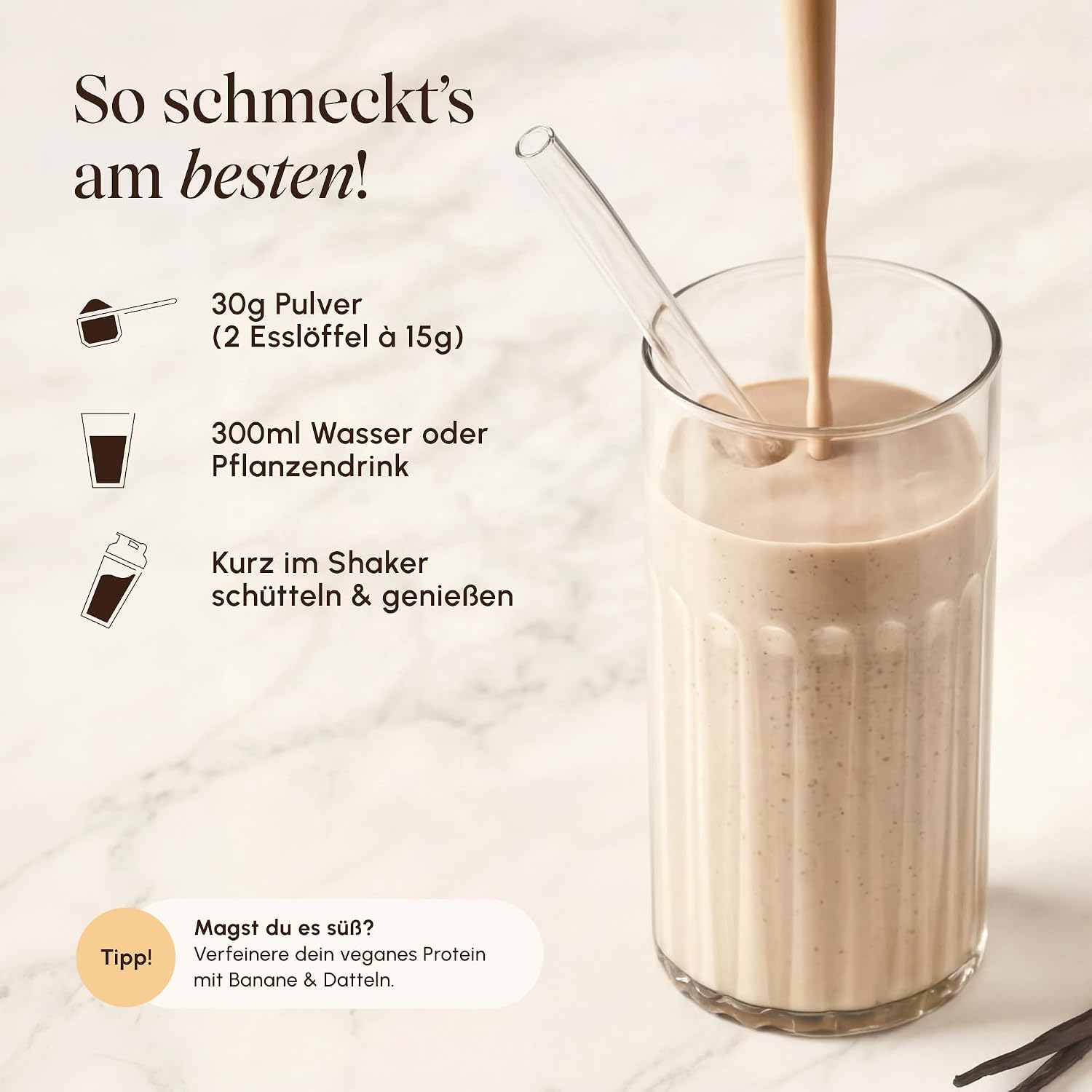 Detalle de VETAIN Veganes Proteinpulver Vanille – 21 g Eiweiß pro Portion, 100% Bio & fermentiert