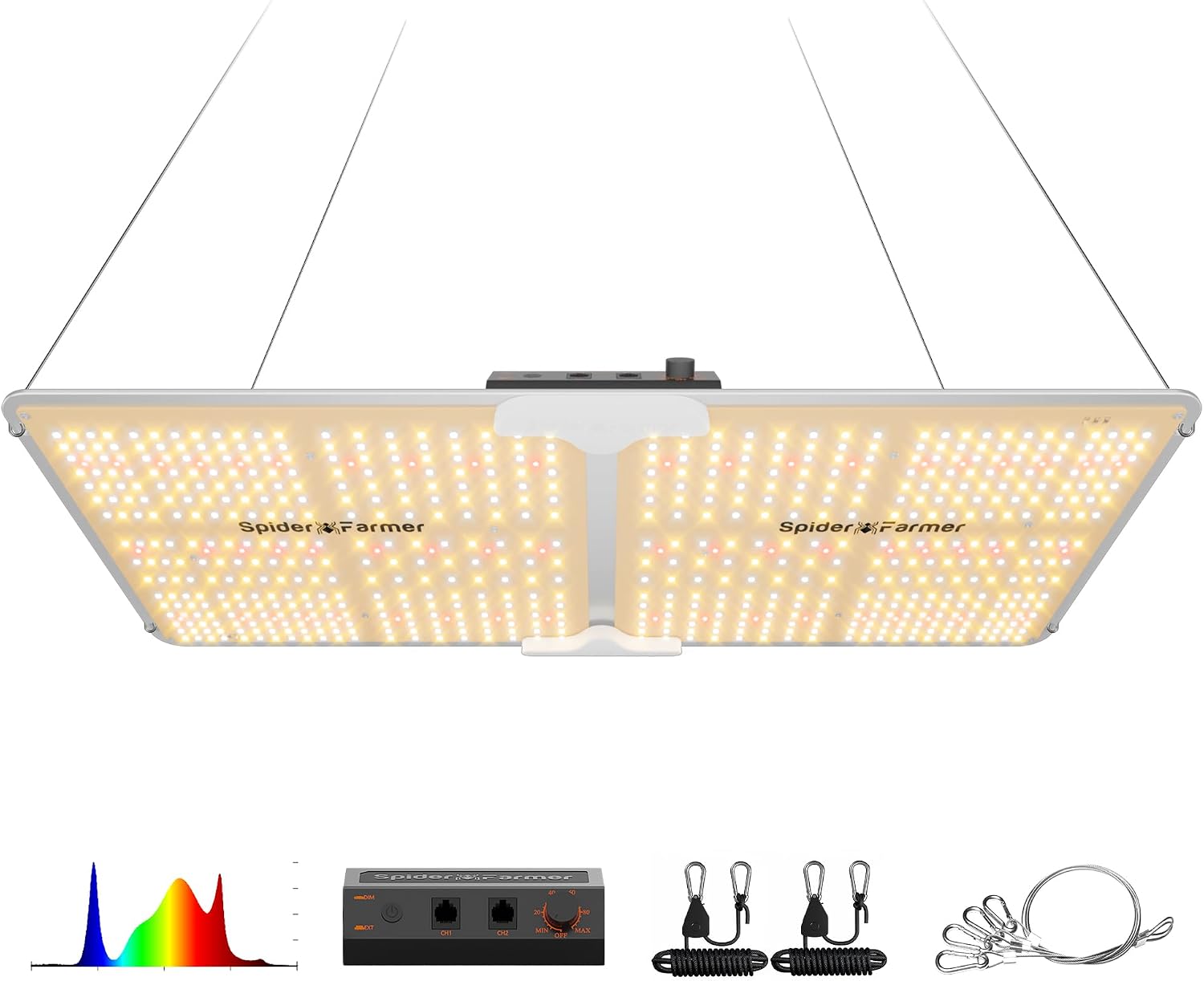 Detalle de Spider Farmer SF 2000 LED Pflanzenlampe – dimmbare Vollspektrum-Grow-Light mit Samsung LM301H EVO (Daisy-Chain)