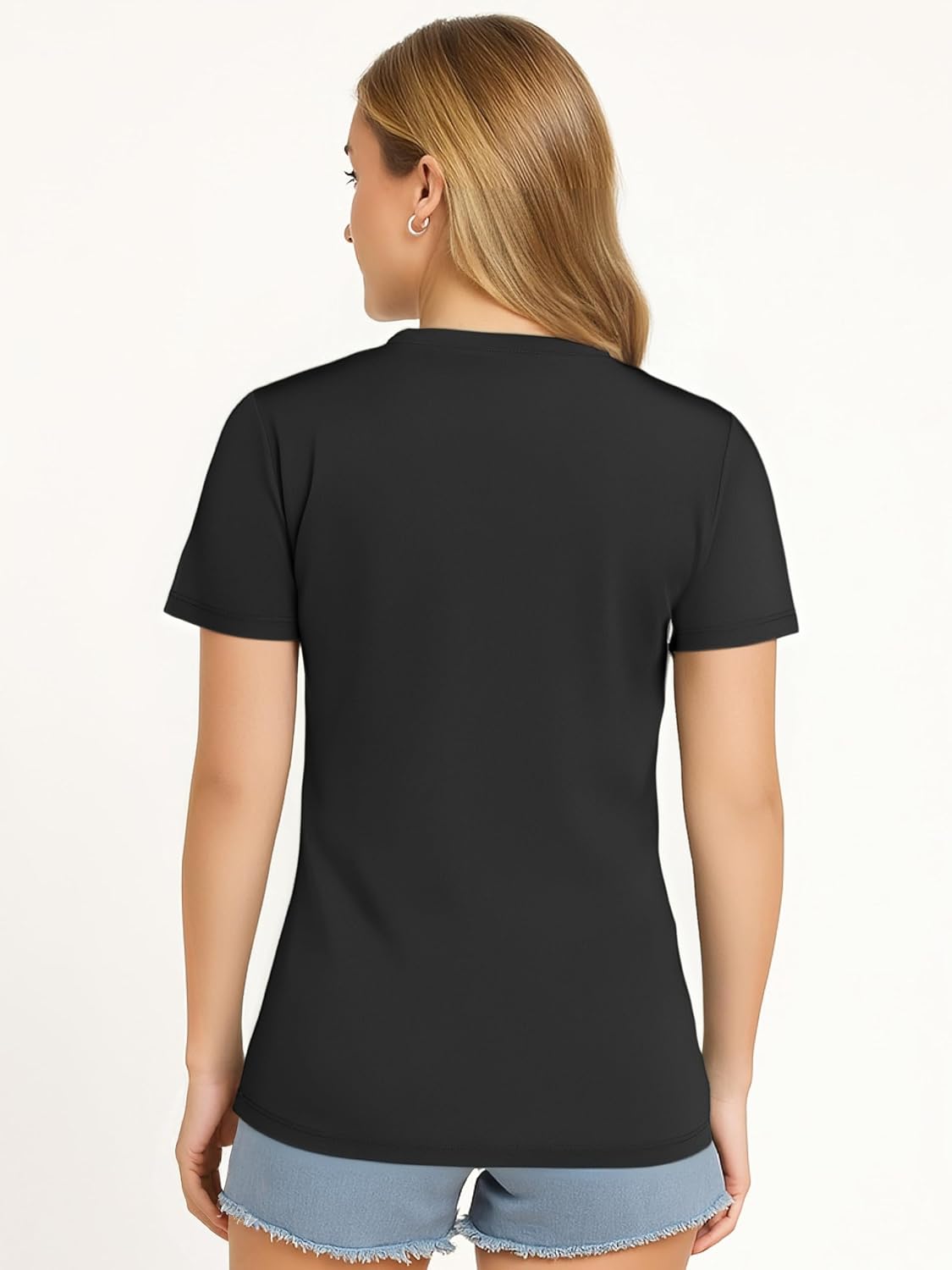 Detalle de V Neck T Shirts for Women – Athletic Short Sleeve Workout Top with UV Sun Protection & Quick-Dry Moisture Wicking