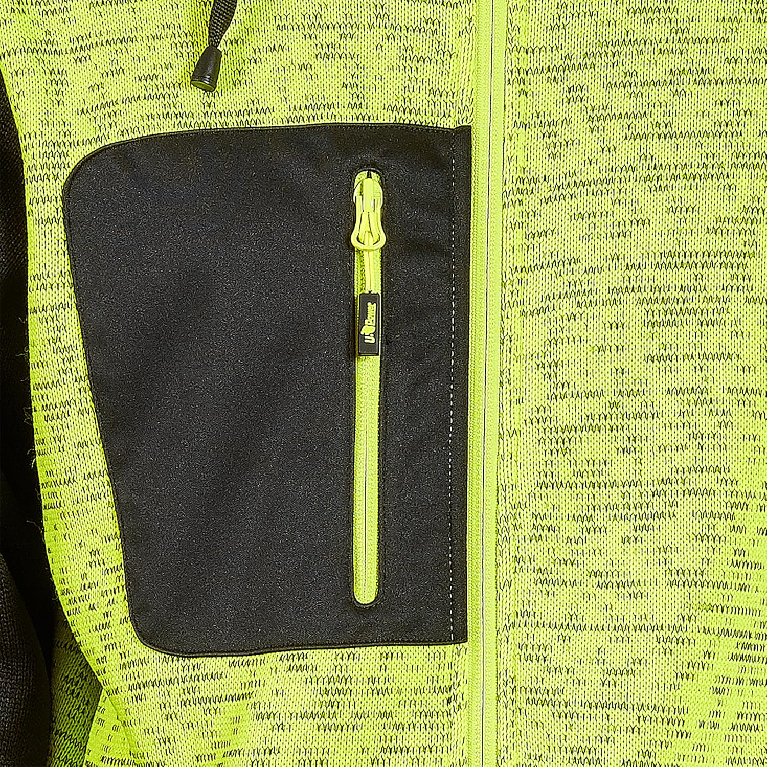 Detalle de U-Power Don't Worry... Be Happy! Felpa Full-zip con cappuccio in pile Rainbow Black/Fucsia – Uomo