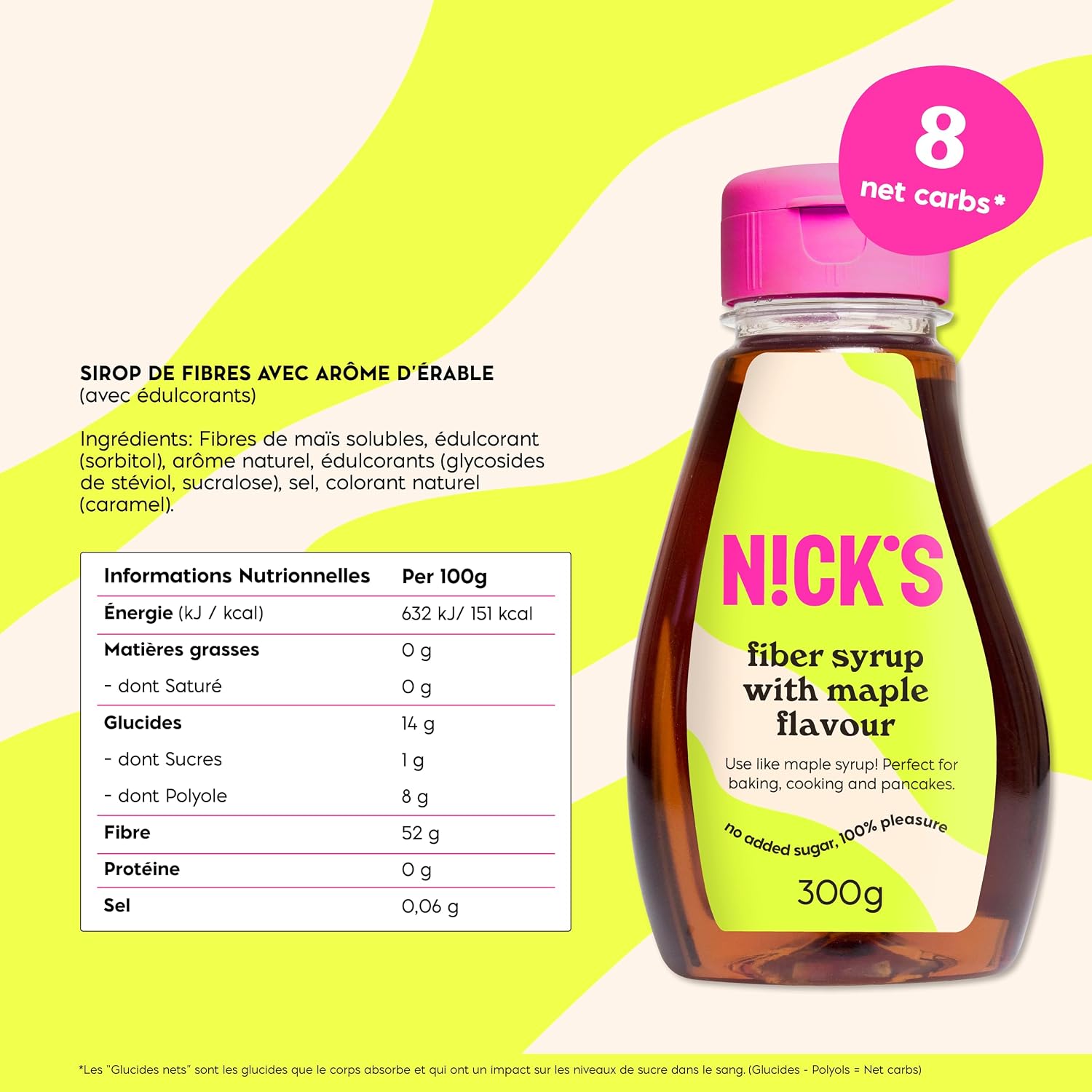 Detalle de NICKS Fiber Siroop ahornsiroop, 300 g vezelrijke keto-zoetstof