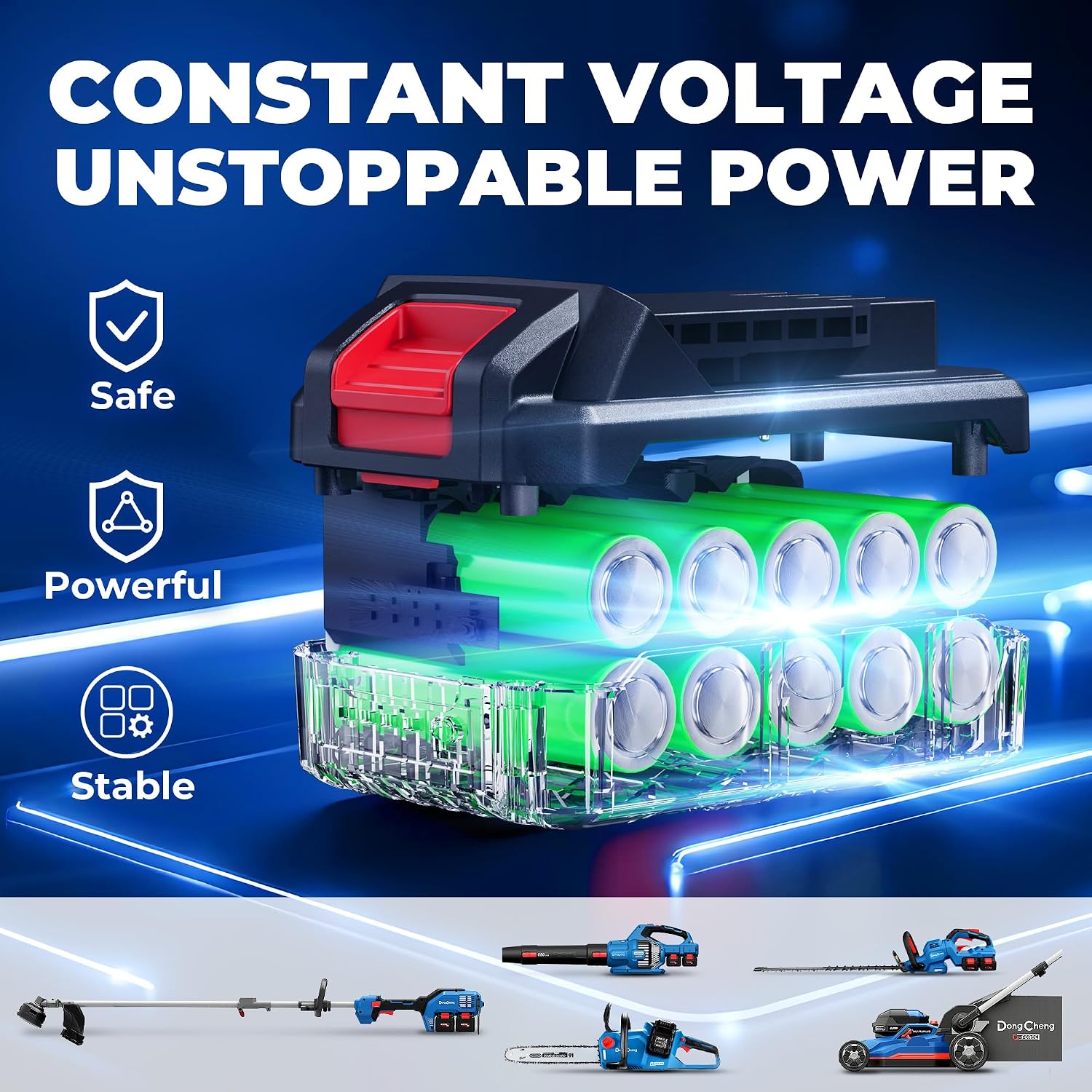 Detalle 2 de Dong Cheng Brushless Leaf Blower, 223 km/h & 650 CFM, 40V Cordless with 2x4.0Ah Batteries & Charger