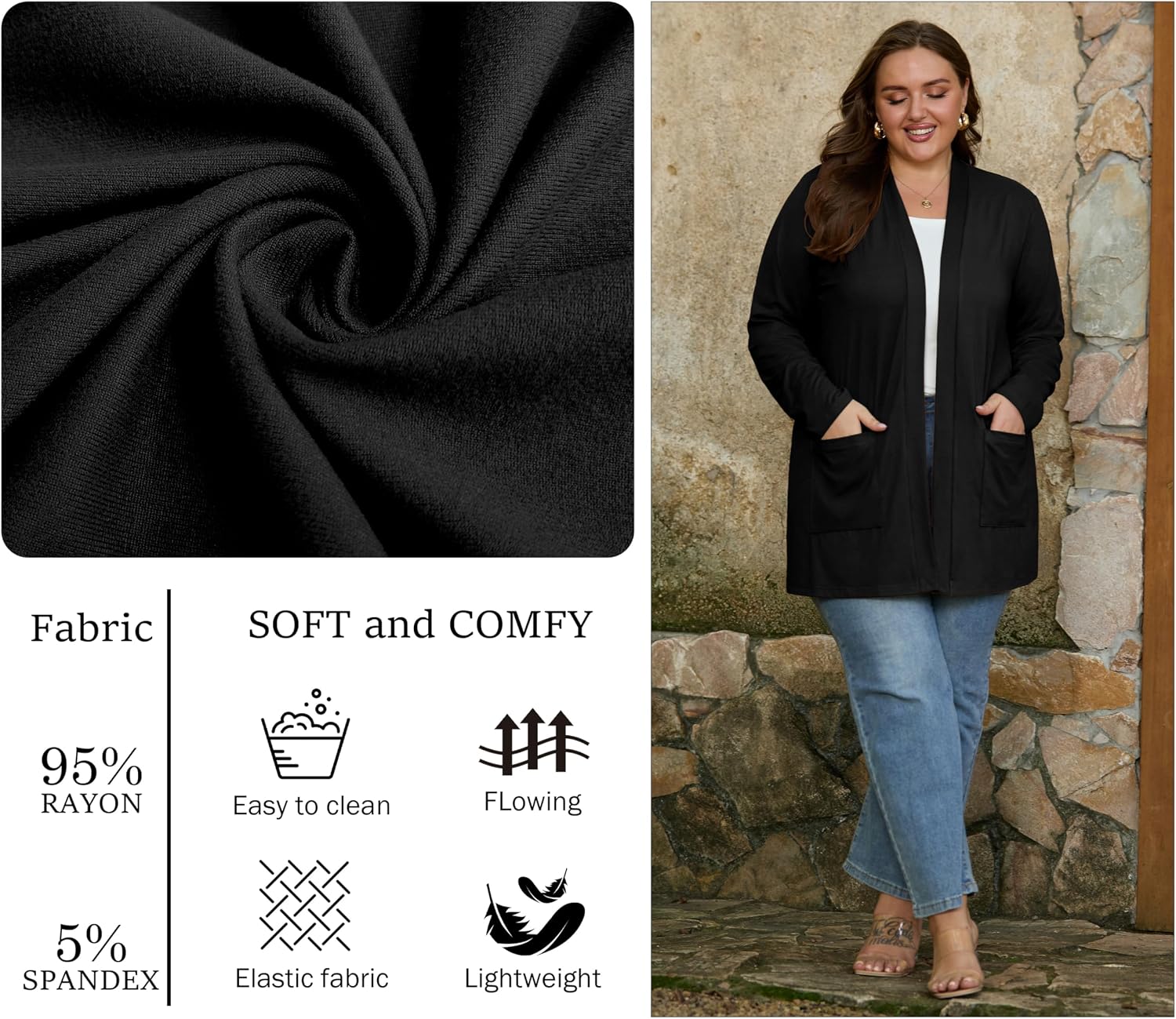 Detalle de OLRIK Plus-Size Cardigan 1X–5X