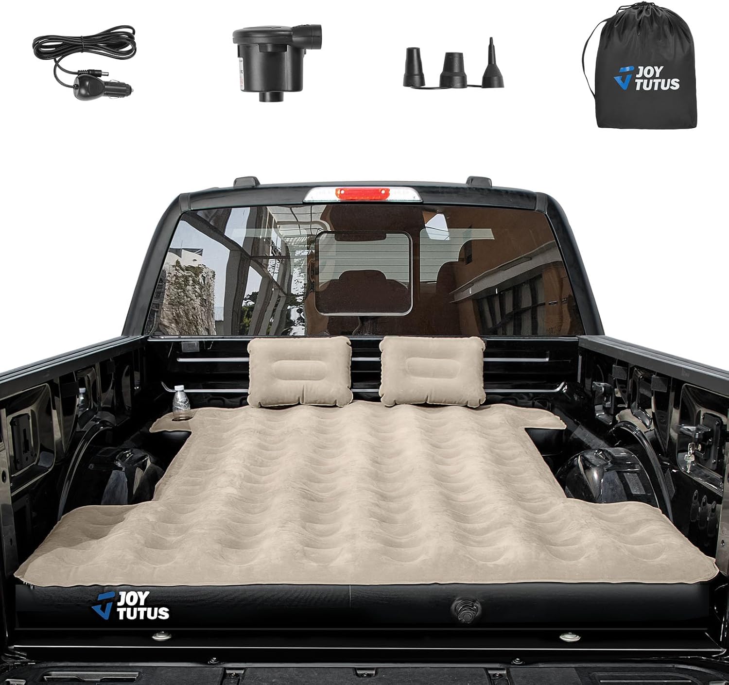 Detalle de JOYTUTUS Truck Bed Mattress for 5.5-5.8Ft - Full Size Inflatable Mattress with Cup Holder and Cavity Design